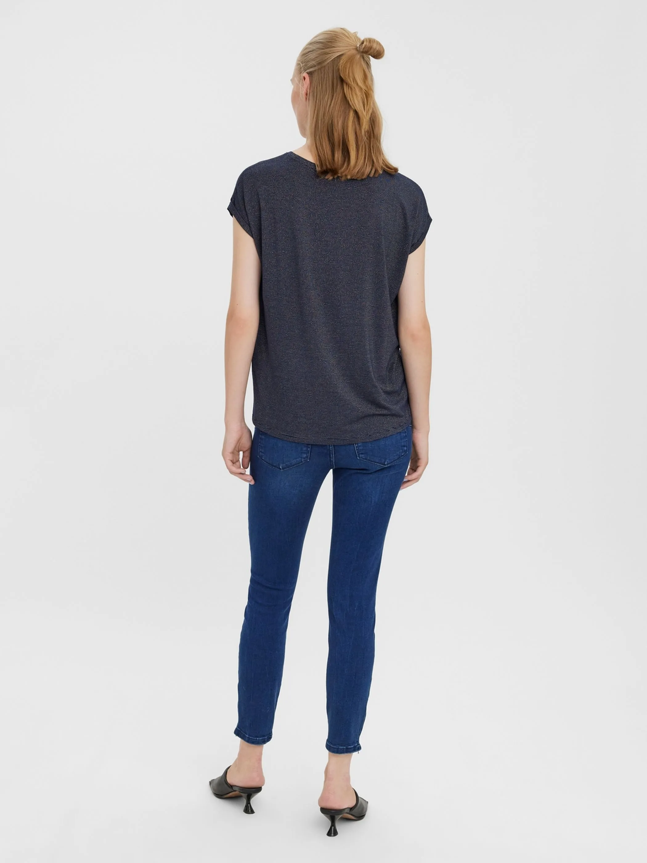 Vero Moda 10250488 VMLAVA GLITTER SS TOP STRIPE Blau 852566 188780003 2