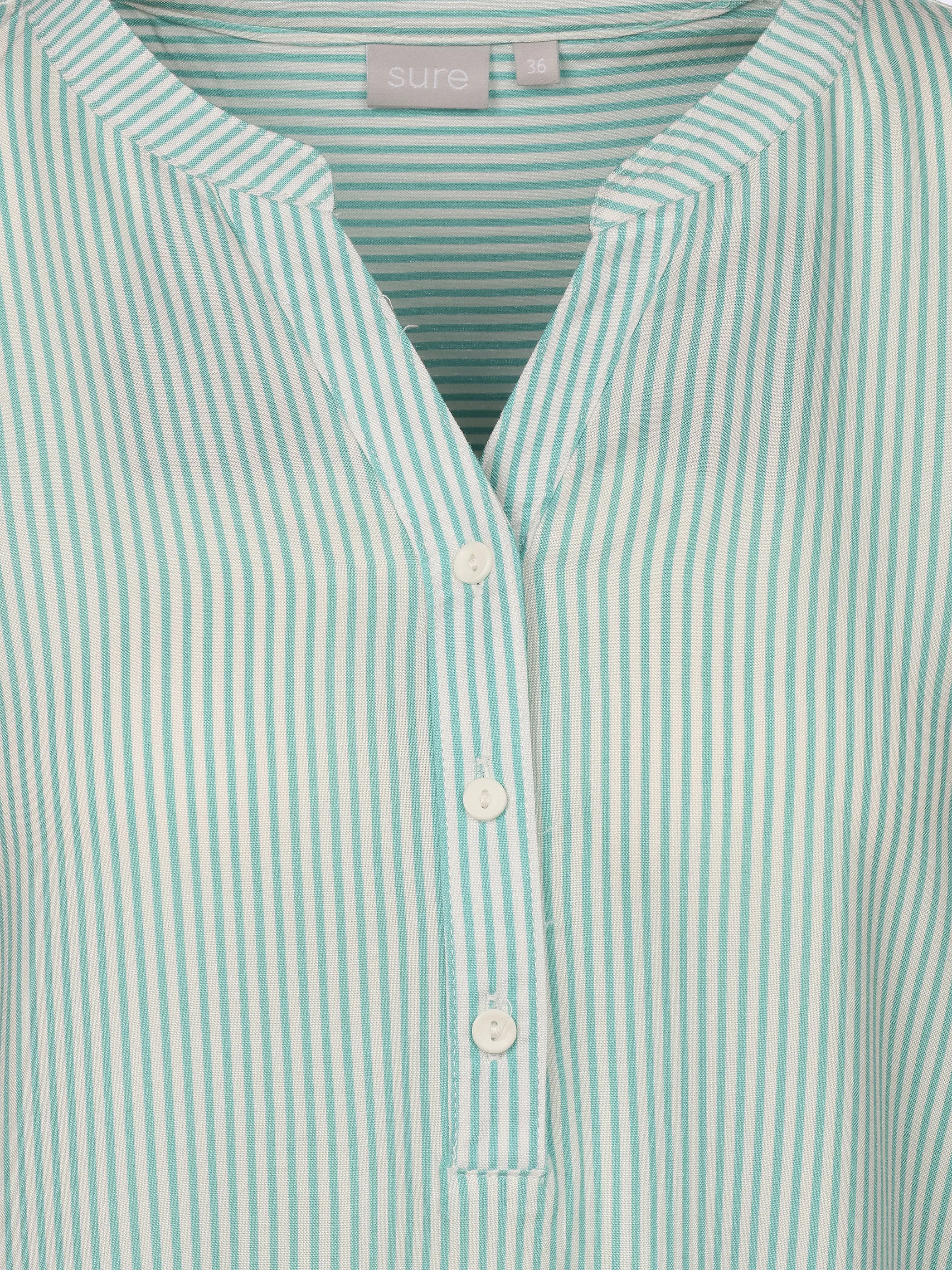 Sure Da-Streifen Bluse Türkis 933842 WHITE/TUER 3