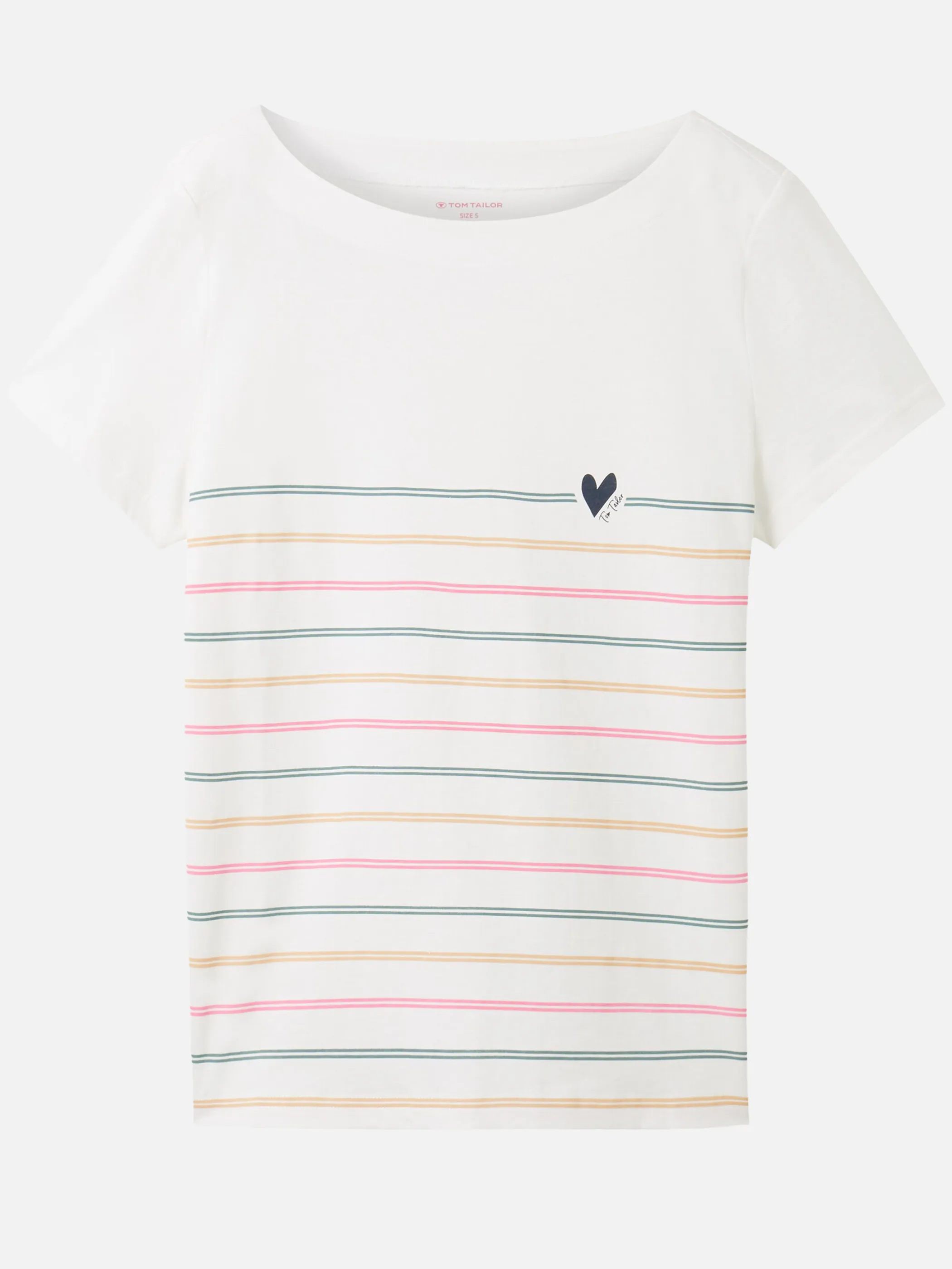 Tom Tailor 1041289 T-shirt boat neck stripe Weiß 890606 10315 1