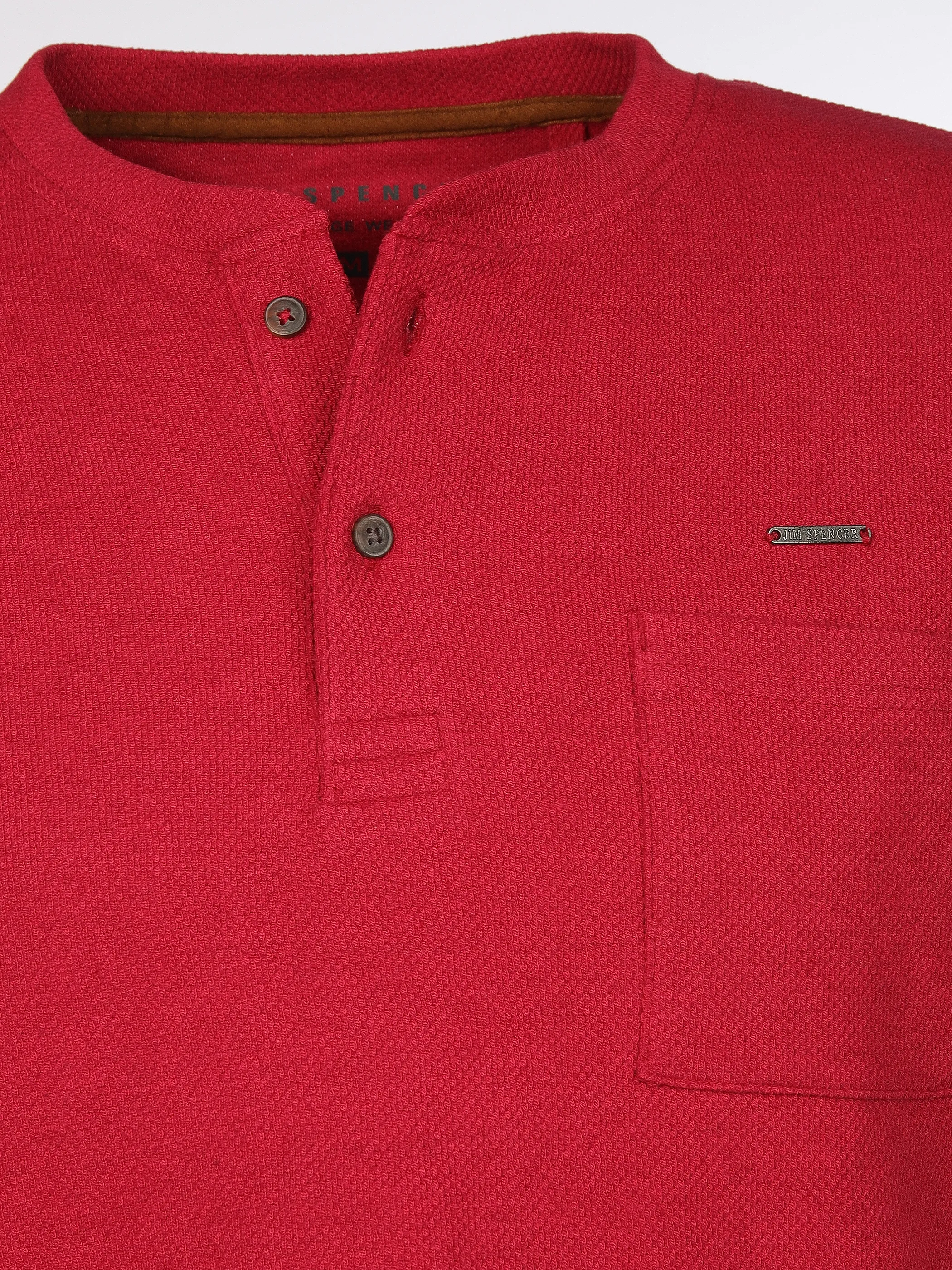 Jim Spencer He. Henleyshirt 1/1 Arm waffle Rot 913323 RED 3