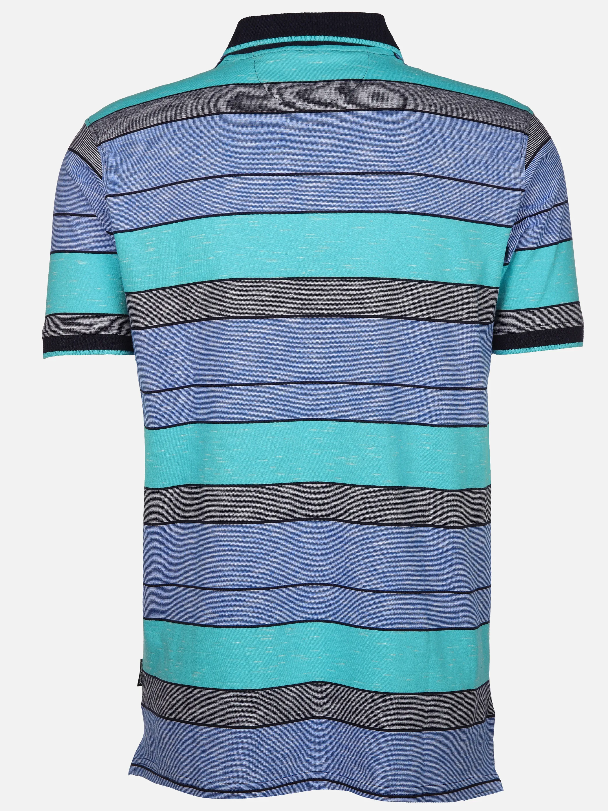 Jim Spencer He. Poloshirt 1/2 Arm Ringel Space Türkis 910837 AQUA 2