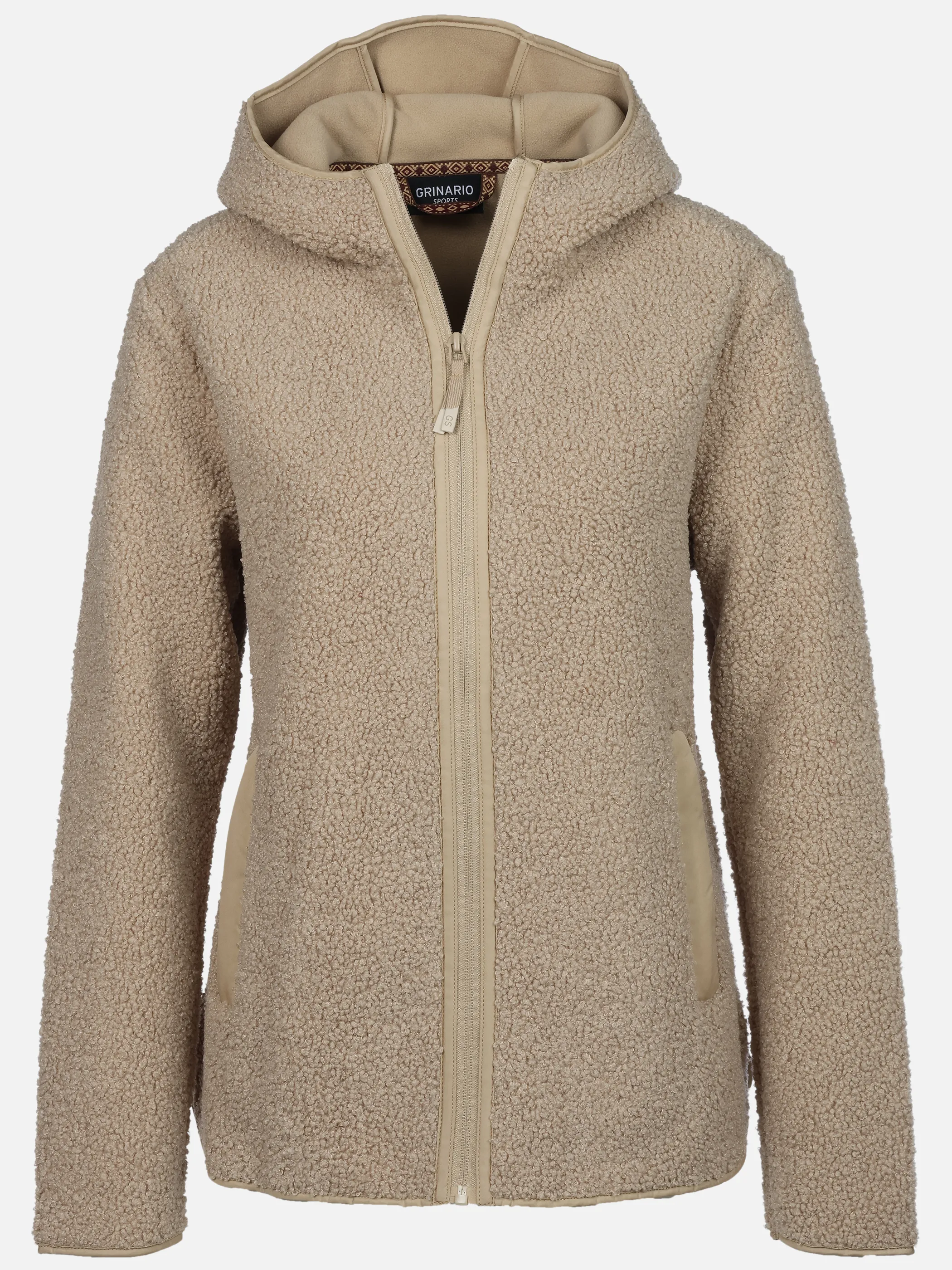 Grinario Sports Da-Teddy Fleece Jacke, m. Kapuze Braun 928453 TOFFE 1