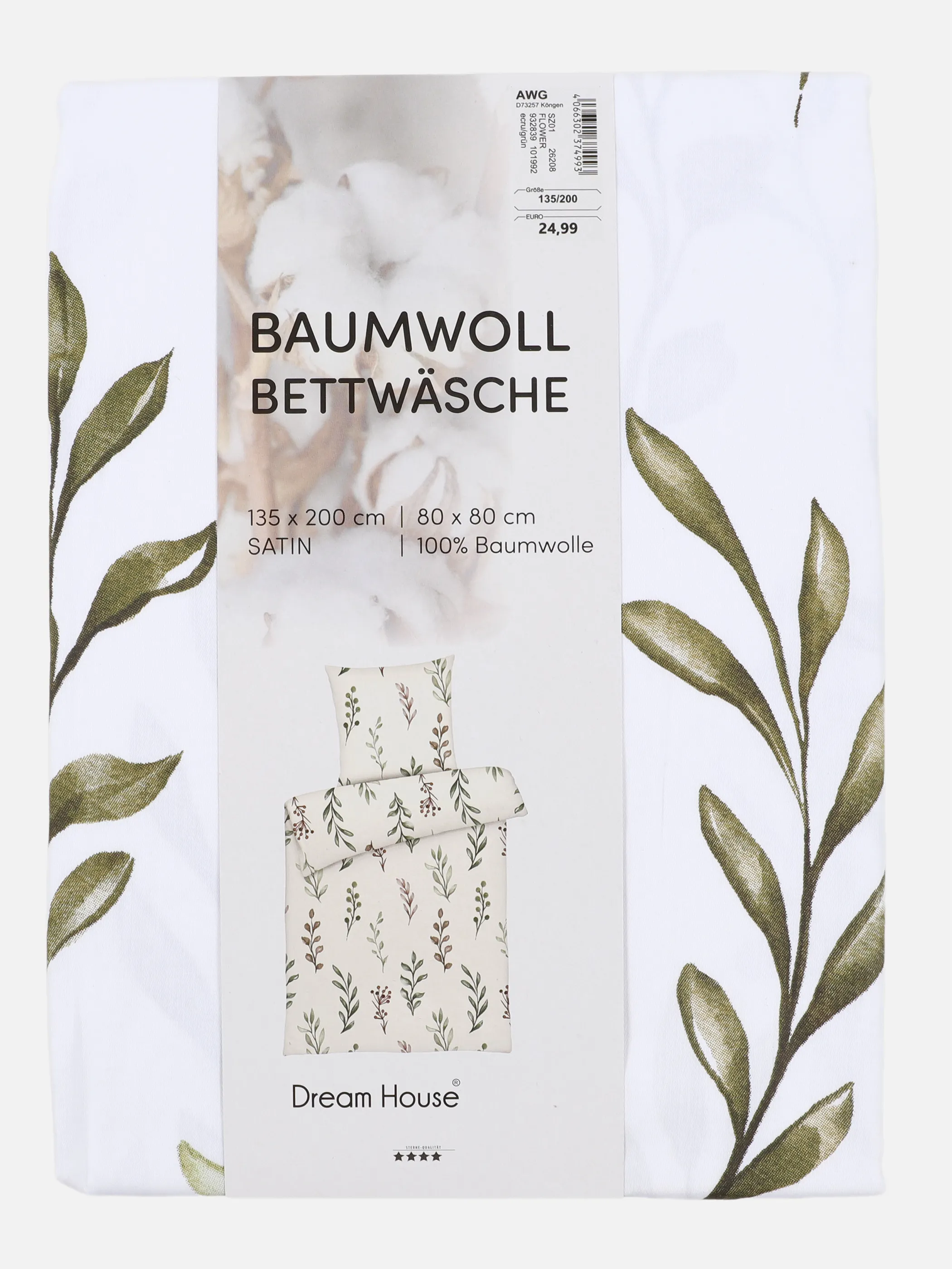 Dream House Satin Bettwäsche Blumen Weiß 932839 ECRU 2