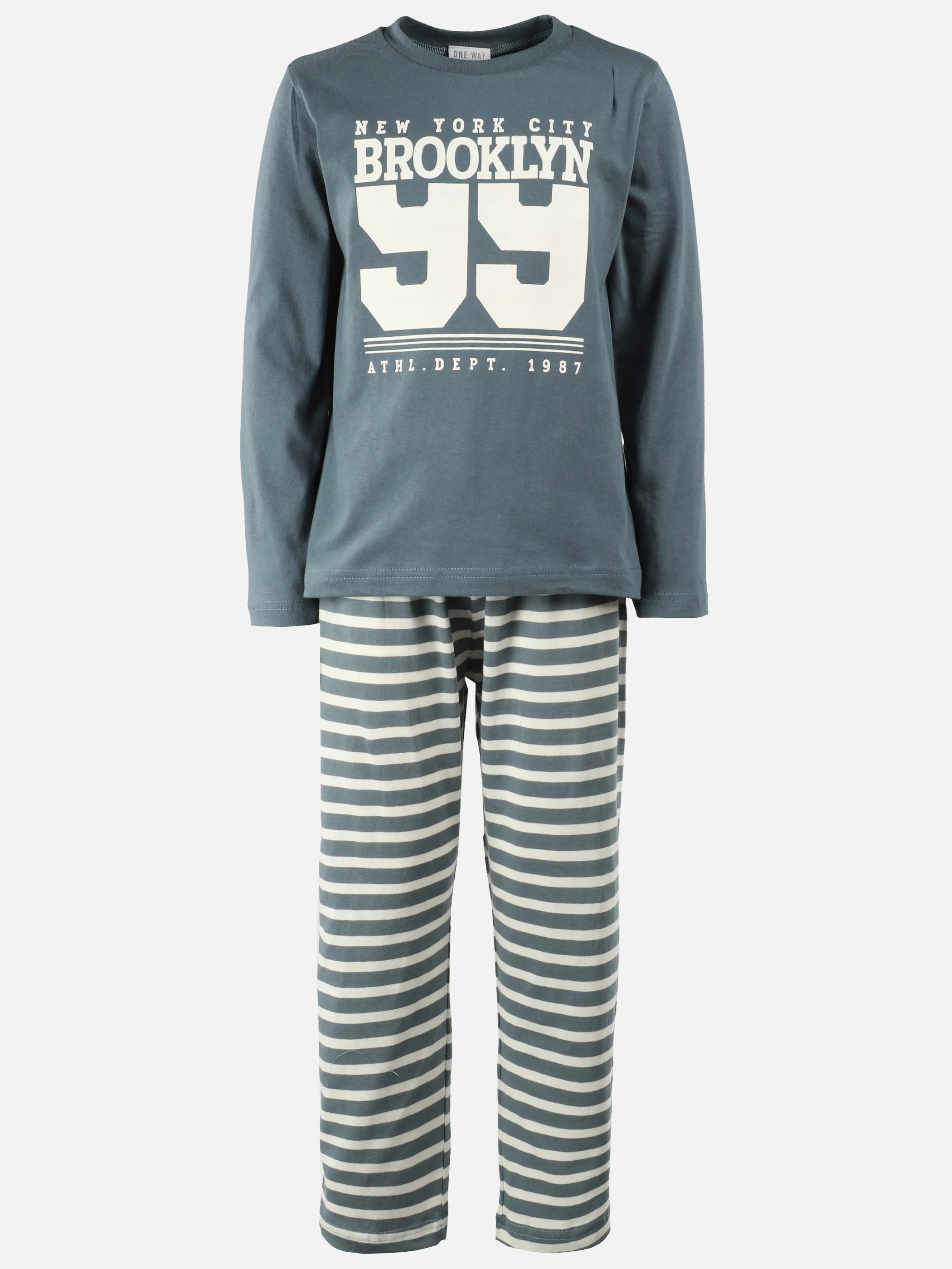 One Way JJ Pyjama lang gestreift Grau 917779 GRAU 1