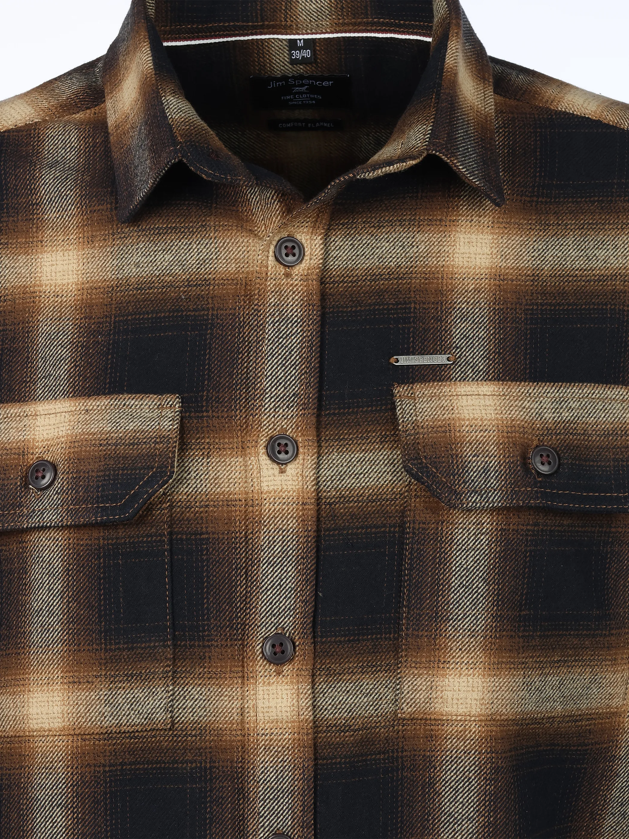 Jim Spencer He. Overshirt Flanell melange Grau 915564 GREY 3