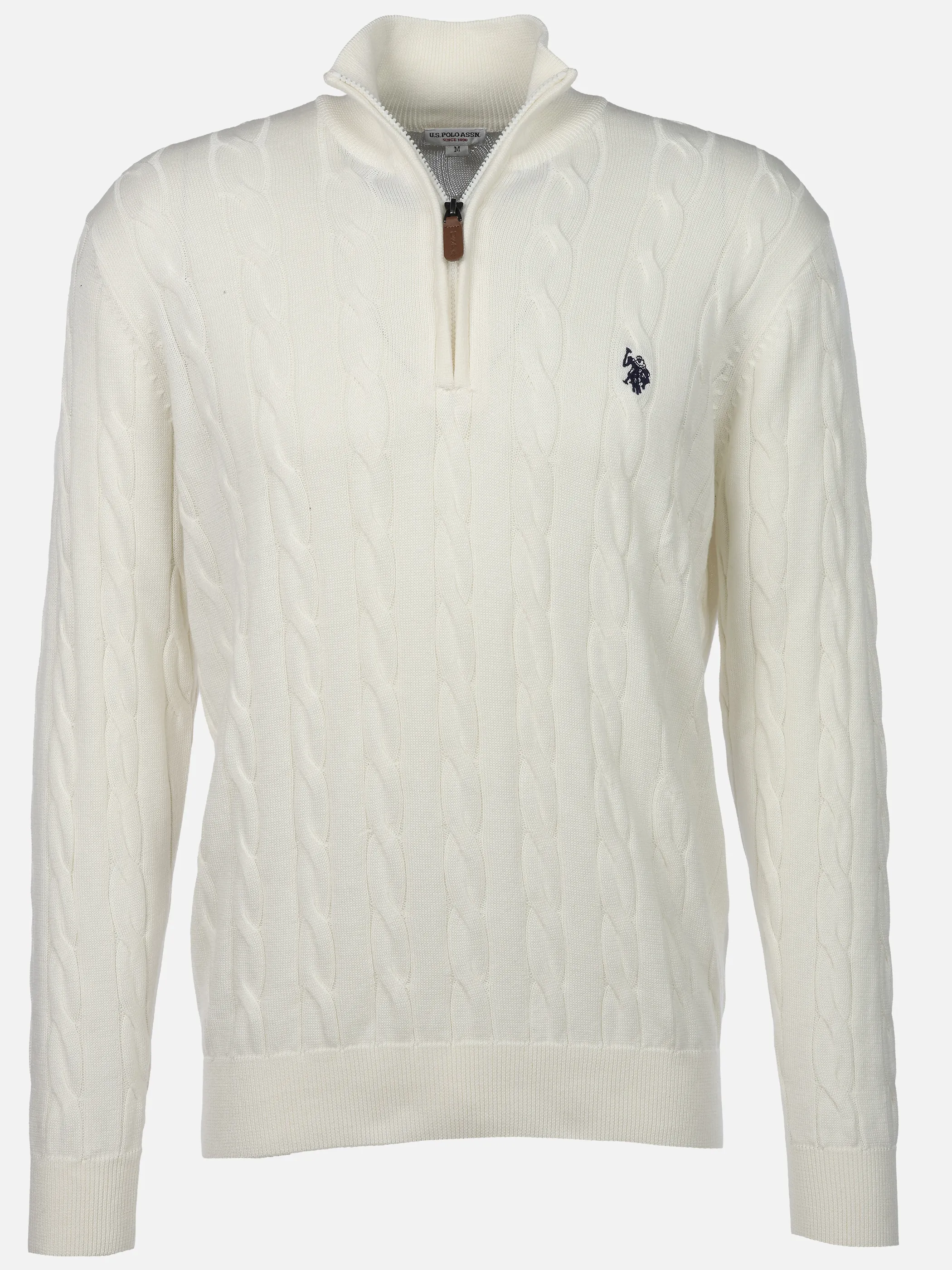 U.S. Polo Assn. Pullover Halfzip Zopfmuster Weiß 930972 WHITE 100 1