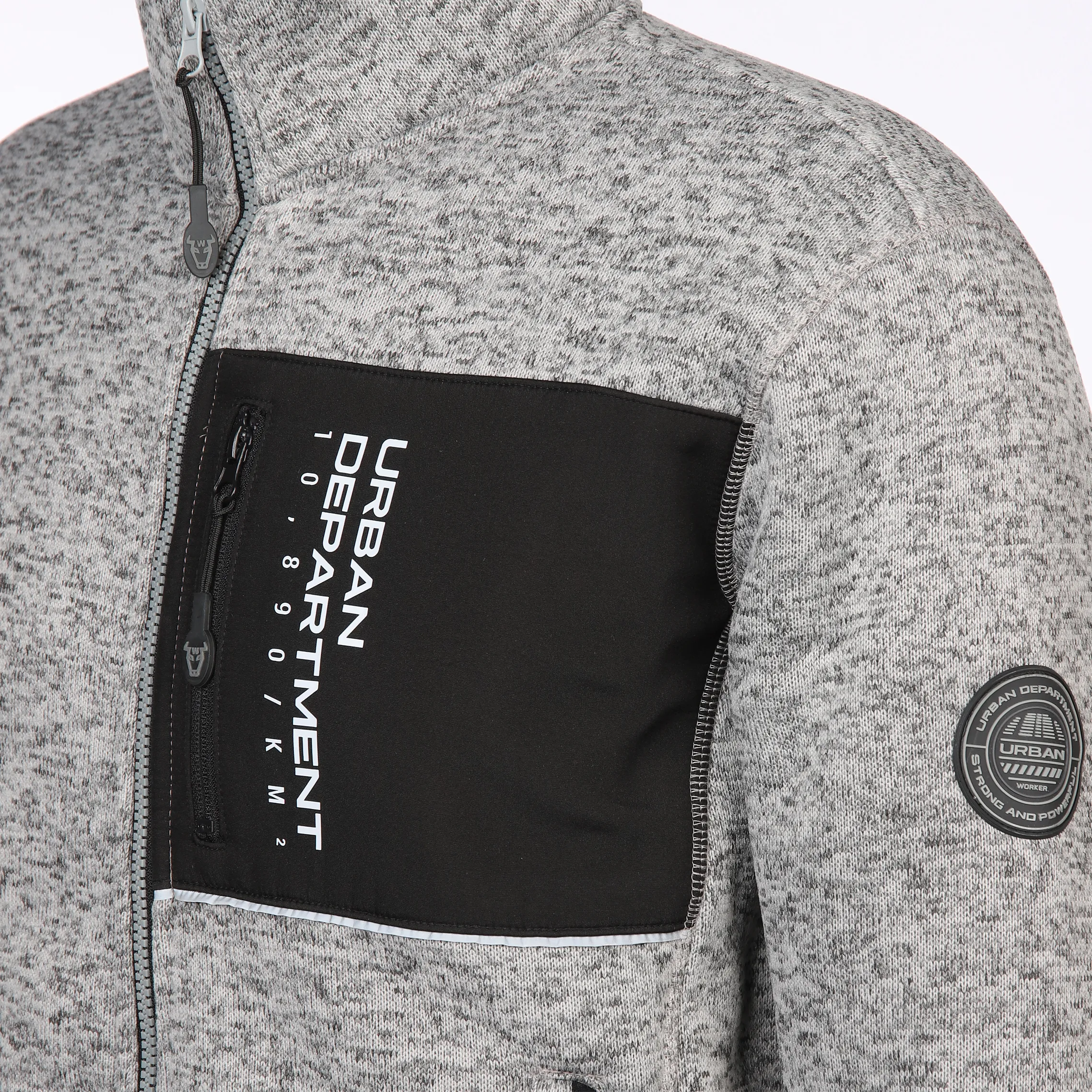 Worker He. Strickfleeceblouson melange Grau 883696 SILVER 4 Worker He. Strickfleeceblouson melange Grau 883696 SILVER 4