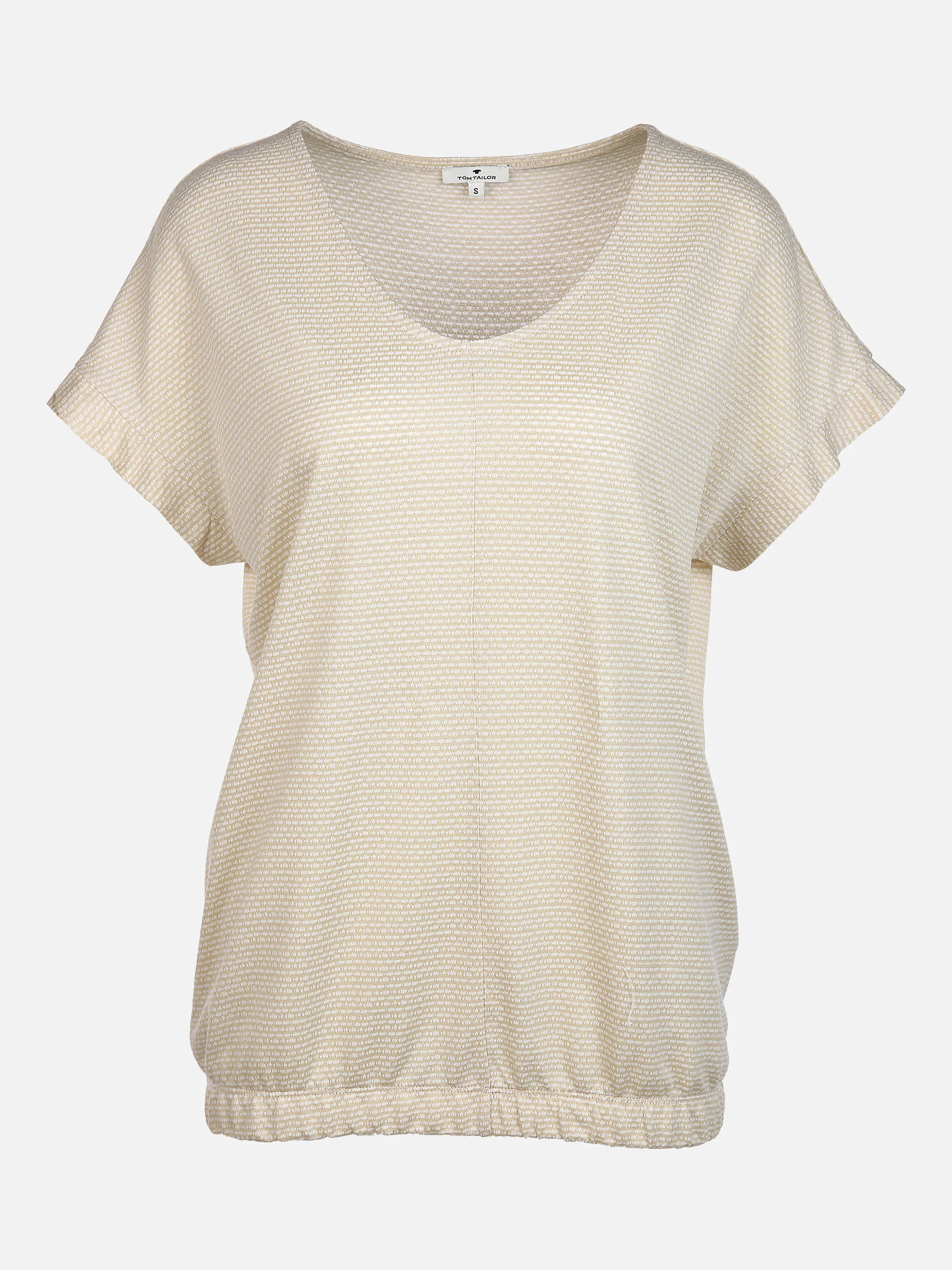 Tom Tailor 1025783 T-shirt v-neck structu Weiß 853029 27069 1