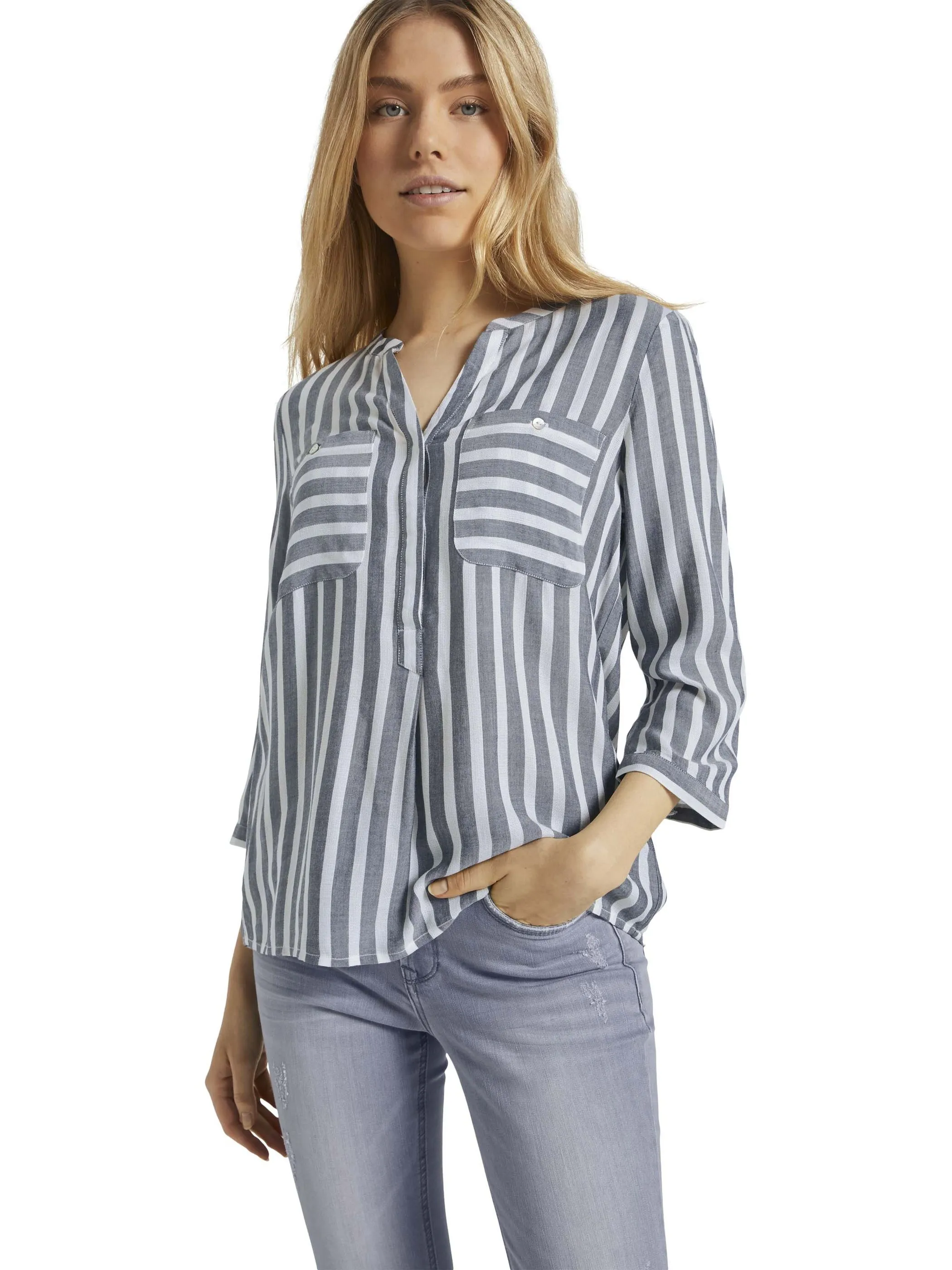 Tom Tailor 1016190 blouse striped Weiß 849385 26940 5