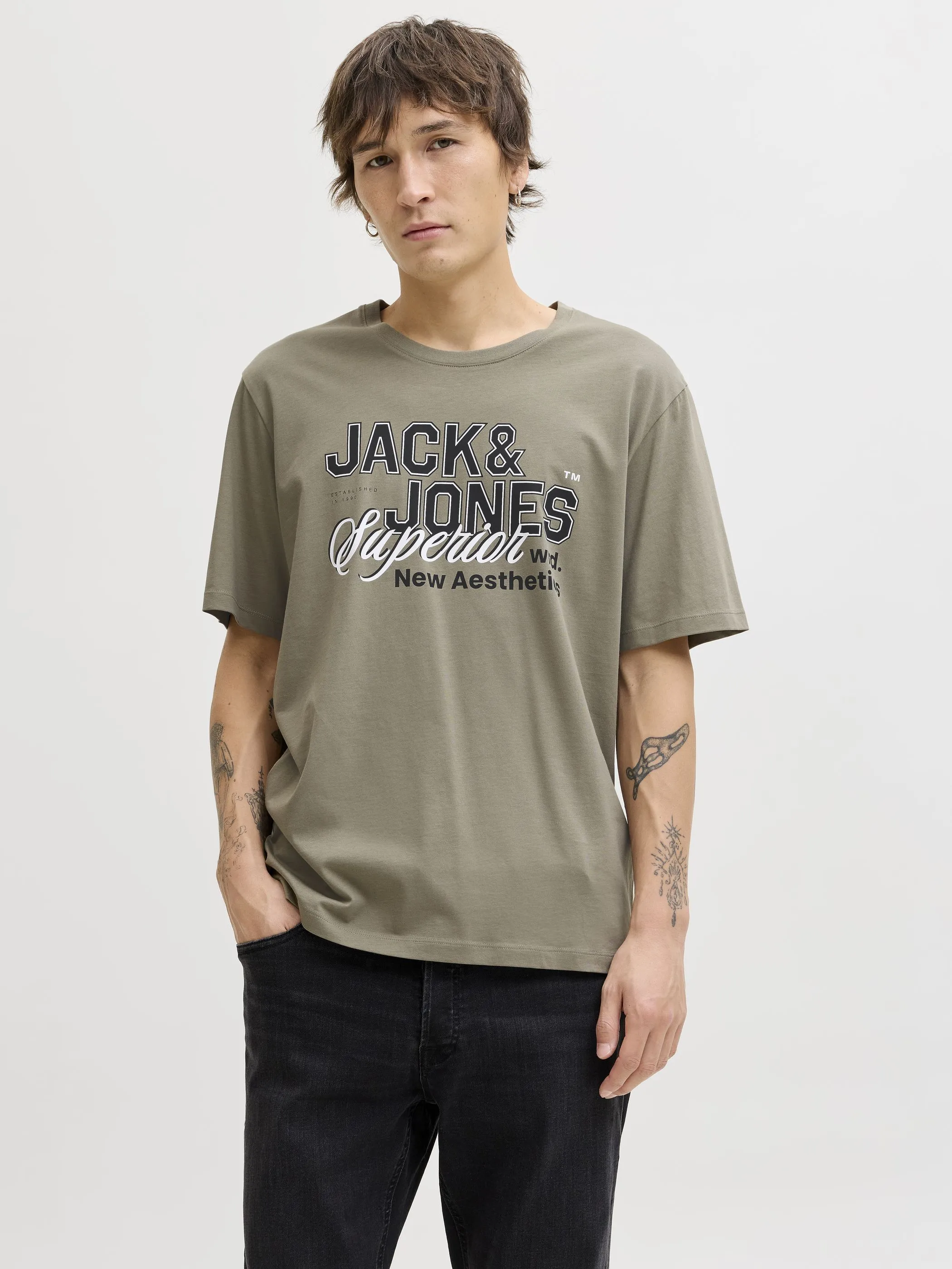Jack Jones 12288016 JJELOGO TEE SS O-NECK Blau 922267 176725 1