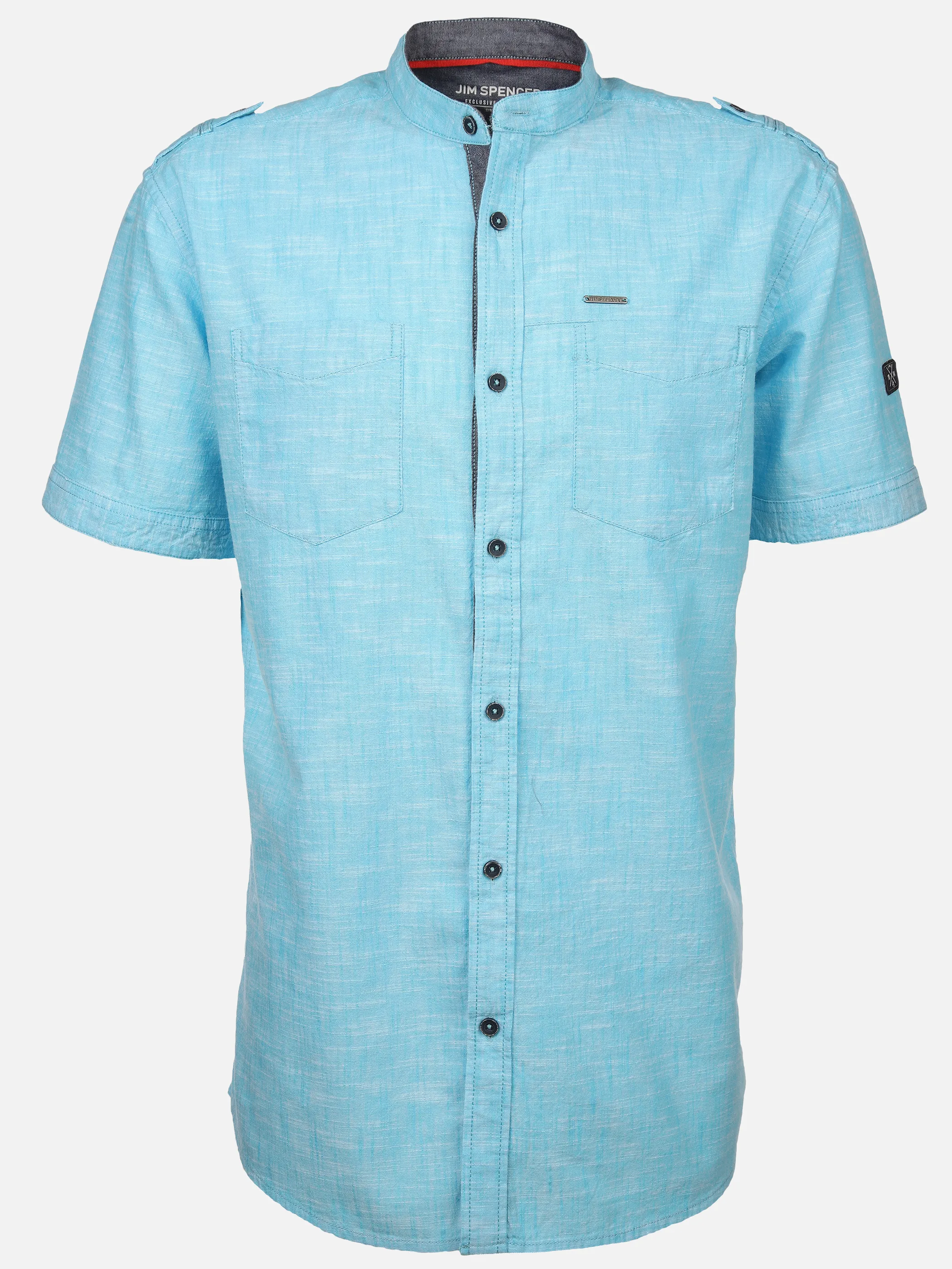 Jim Spencer He. Stehkragenhemd 1/2 Arm Türkis 894398 AQUA 1