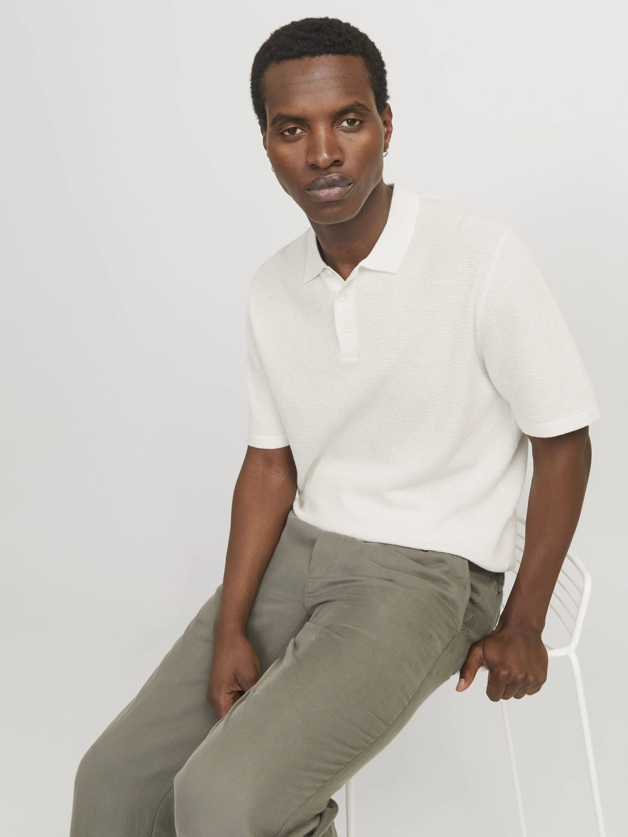 Jack Jones 12268281 JJEGEORGE KNIT POLO S Weiß 903405 177642 4