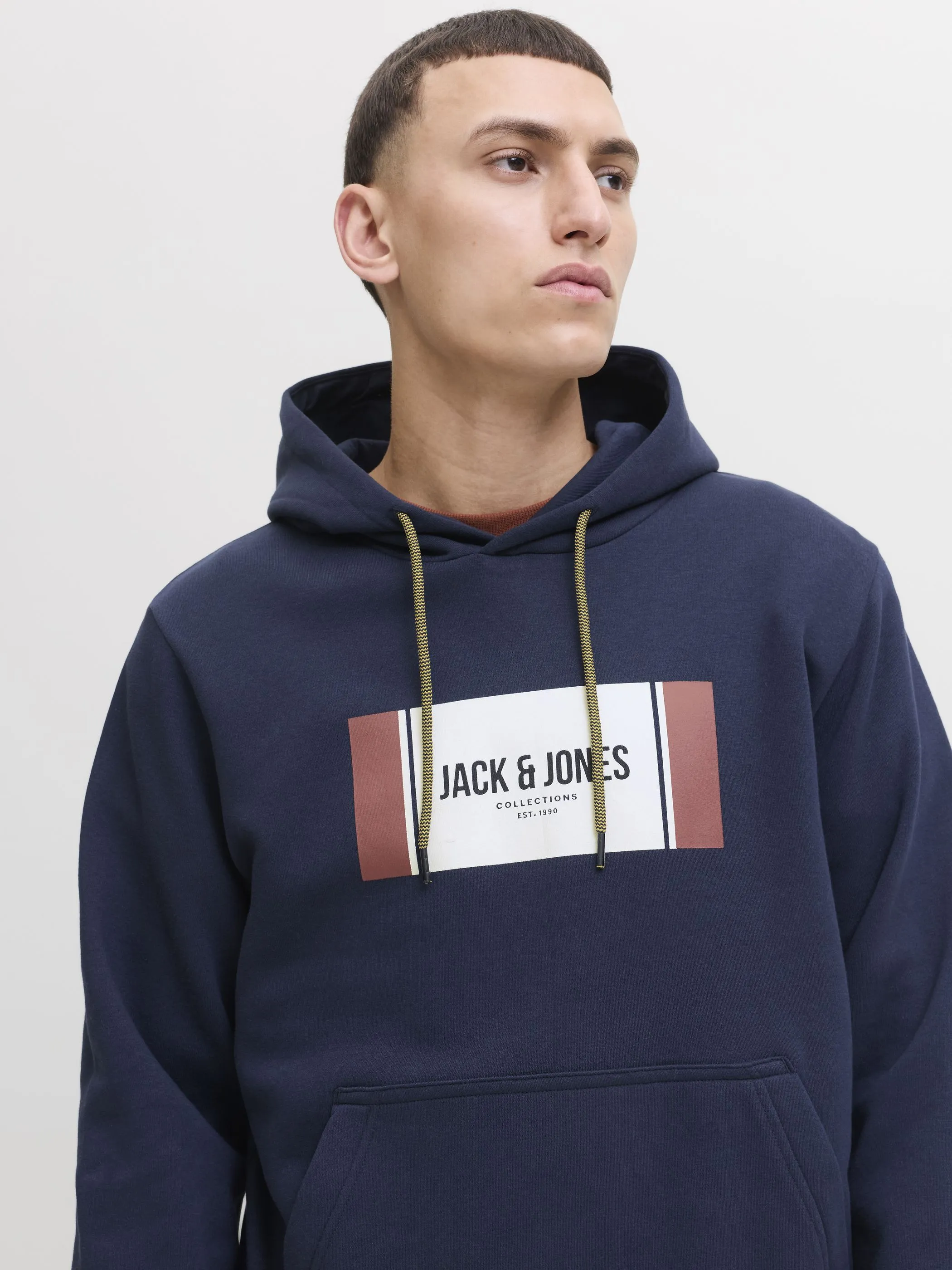Jack Jones 12278614 JJHAYATO SWEAT HOOD BTS LN Blau 925888 175876