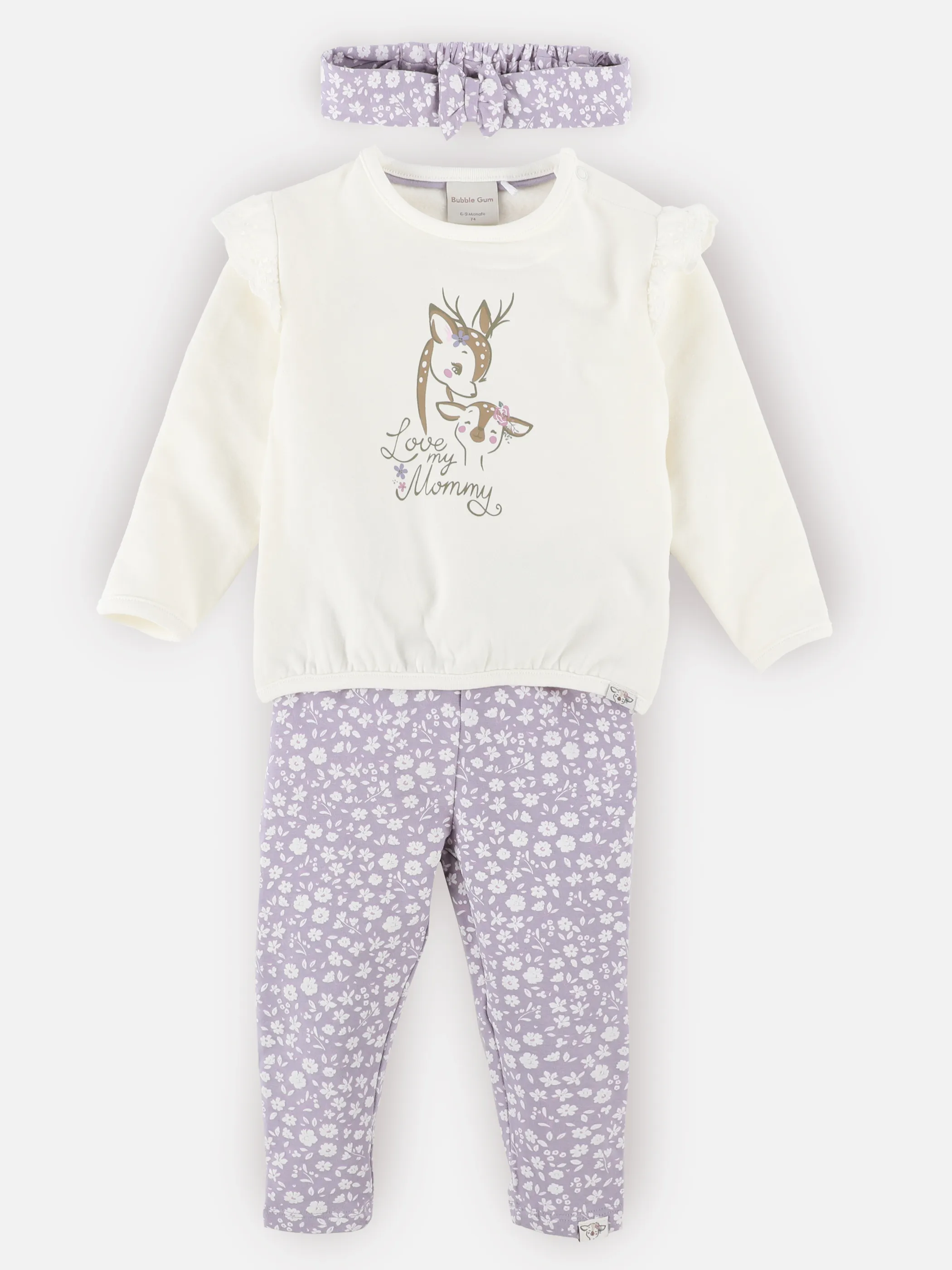 Bubble Gum BM 3pcs Set mit Reh Print und Blumen AOP Weiß 915231 WEIß/LILA 1