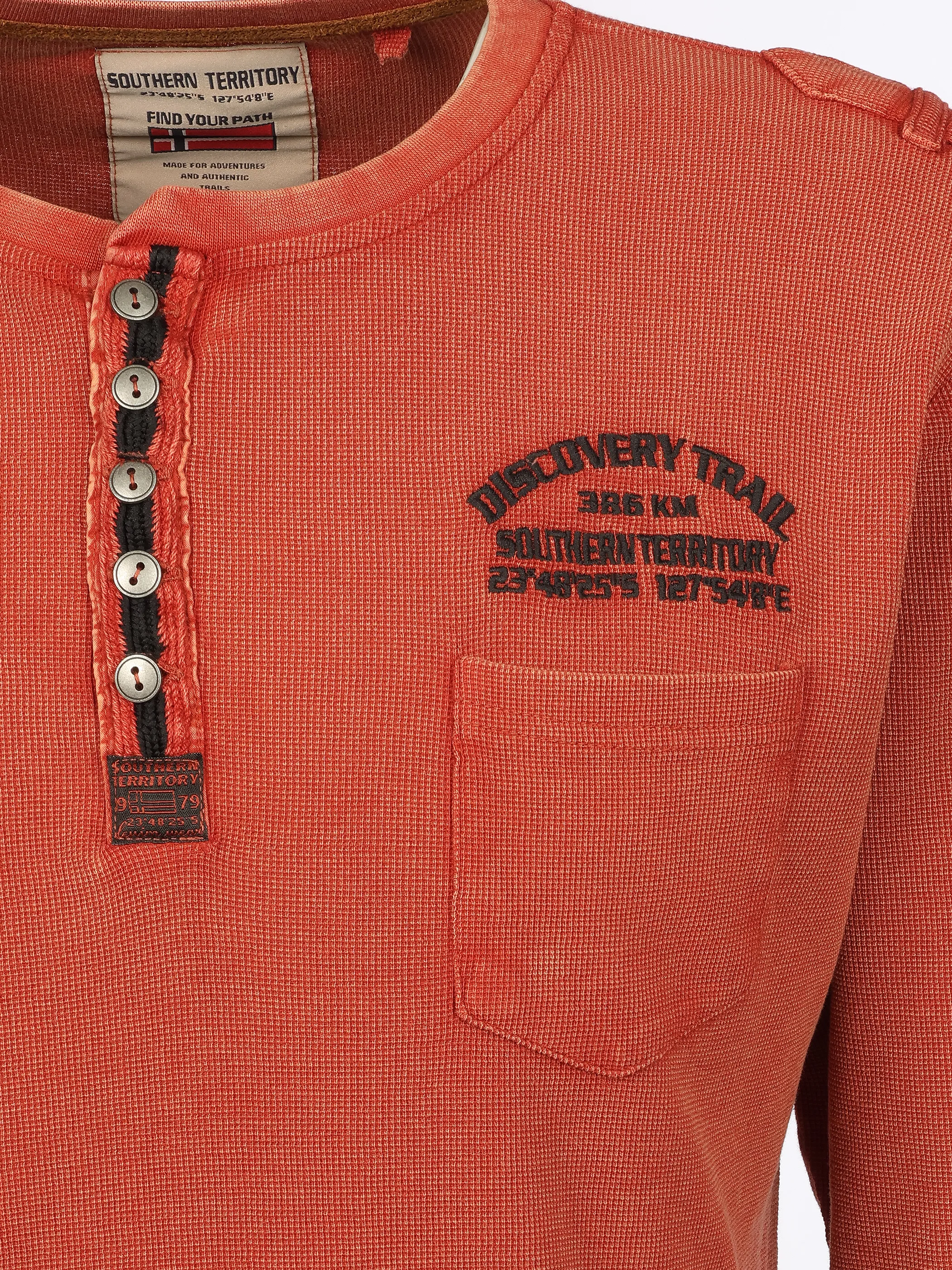 Southern Territory He. Henleyshirt 1/1 Arm waffle Orange 929629 ORANGE 3