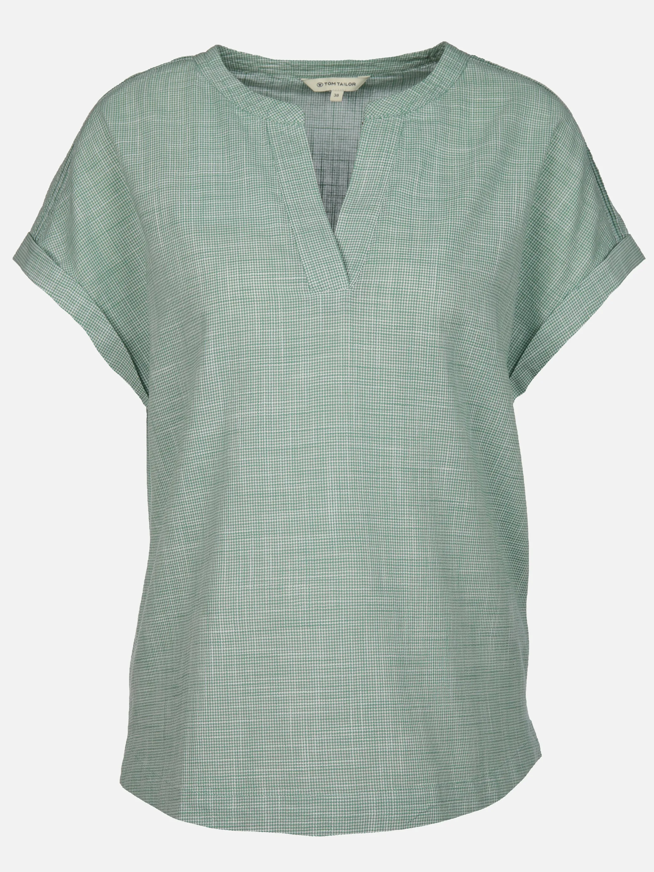 Tom Tailor 1046189 NOS blouse shortsleeve with slub structure Grün 909892 13010 1