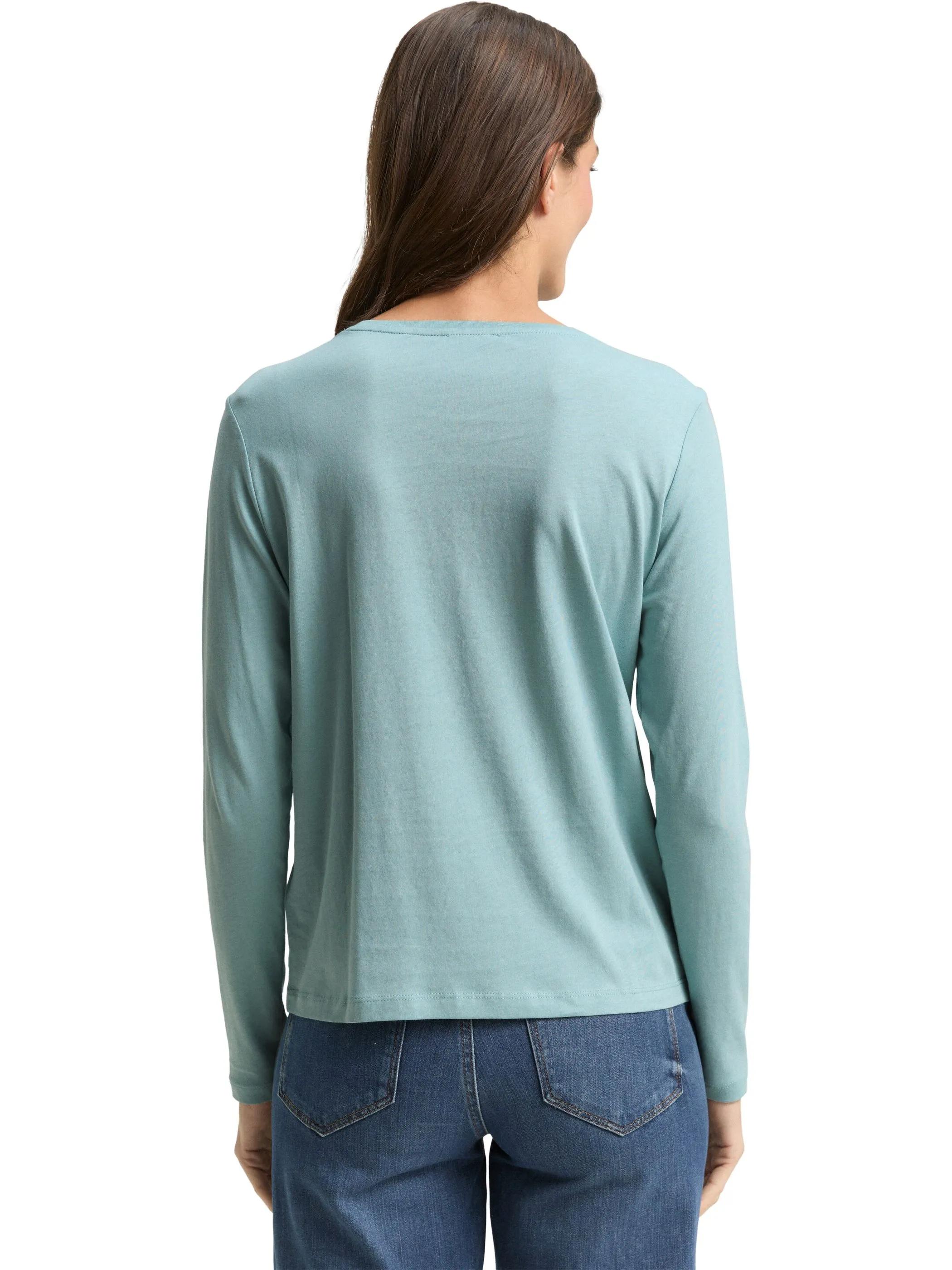 Tom Tailor 1048951 Longsleeve crew neck frontprint Grün 918873 27450 2