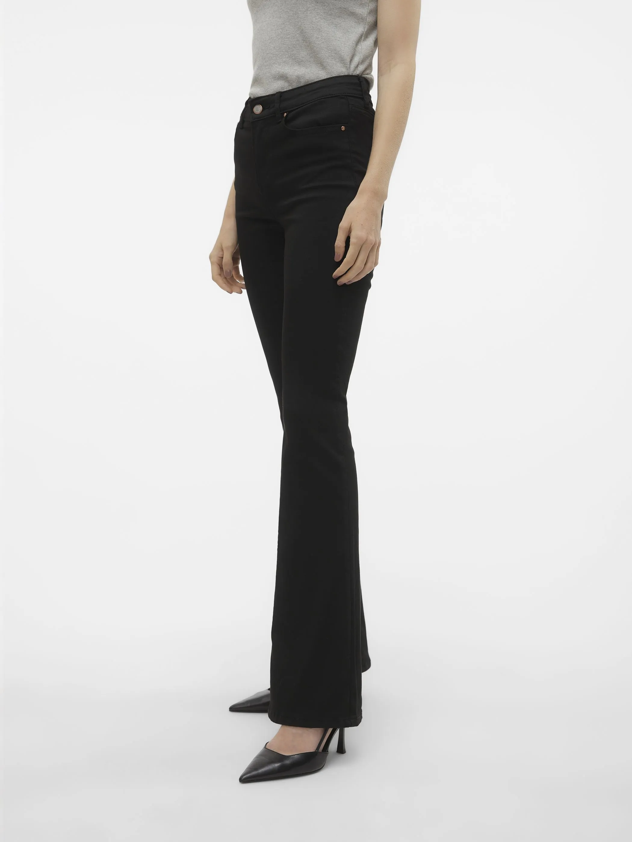 Vero Moda 10305103 VMFLASH MR FLARED JEA Schwarz 898674 177868