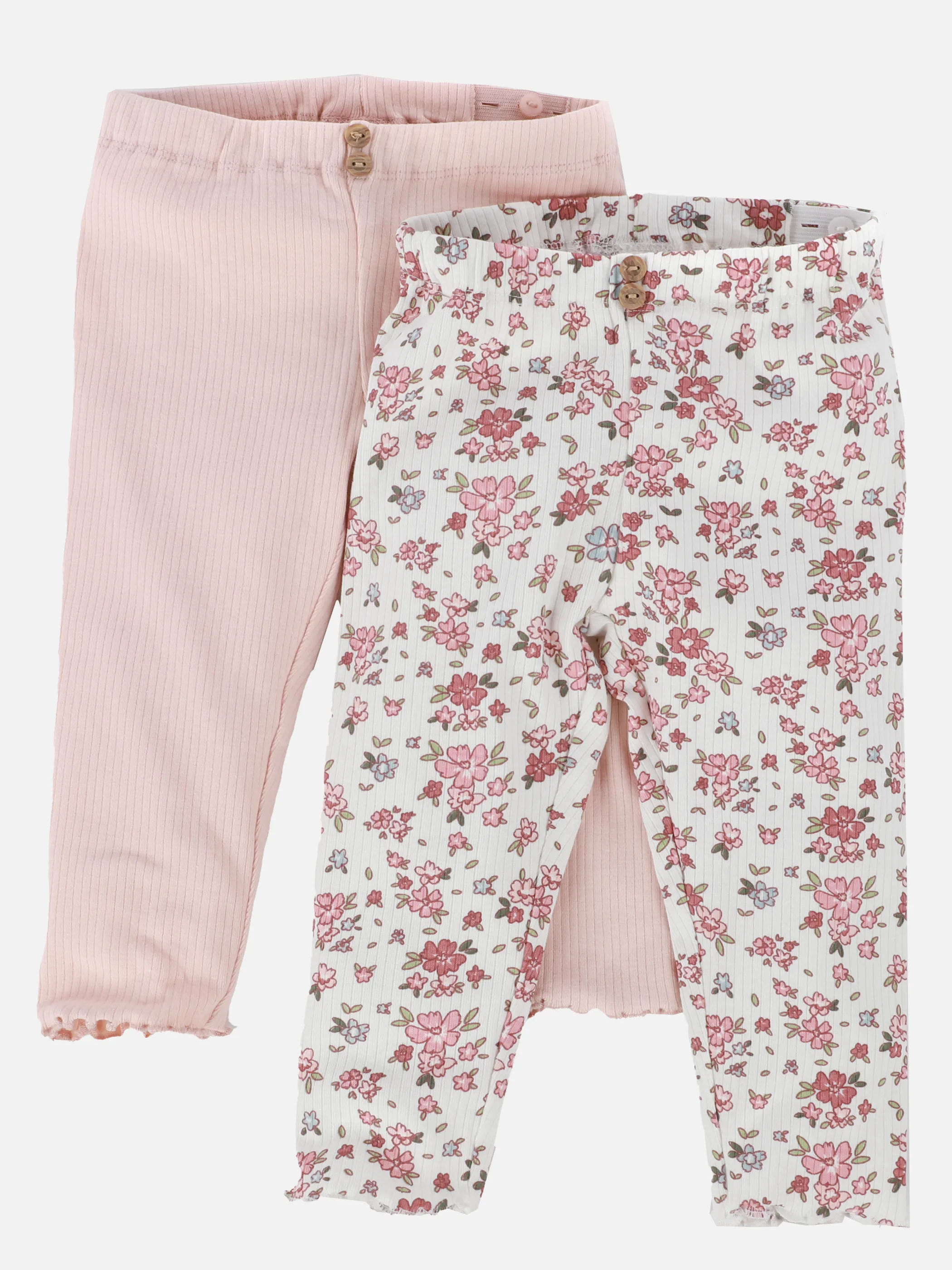 Bubble Gum BM 2er Pack Leggings gerippt uni und Blumen AOP Rosa 905528 ROSA 1