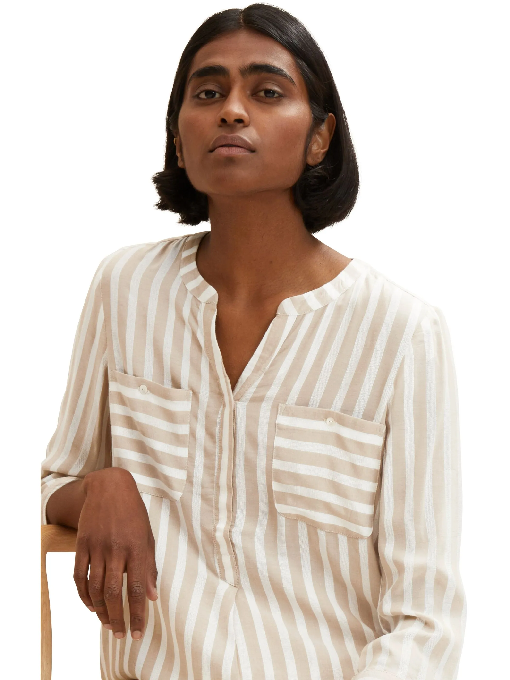 Tom Tailor 1016190 blouse striped Braun 849385 30351