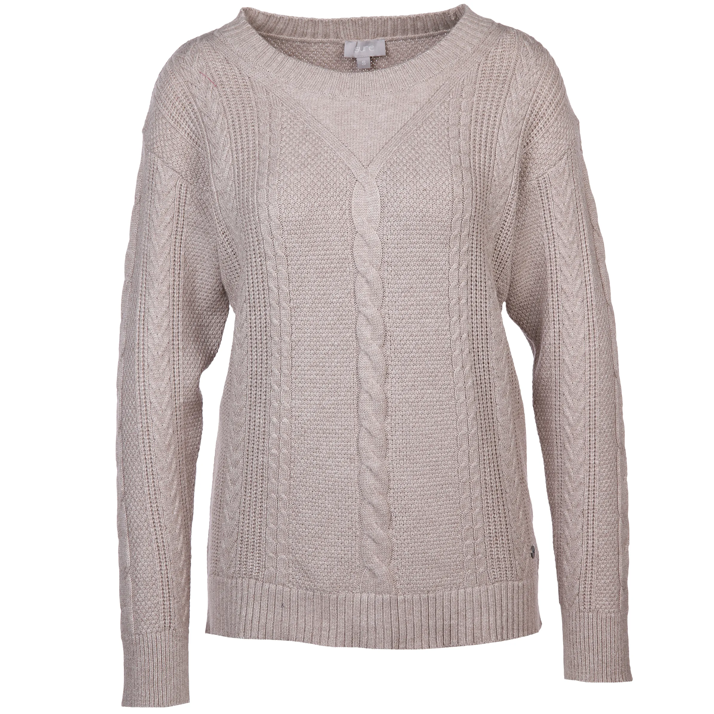 Sure Da-Pullover m.Strukturstrick Weiß 881285 KITT MEL 1