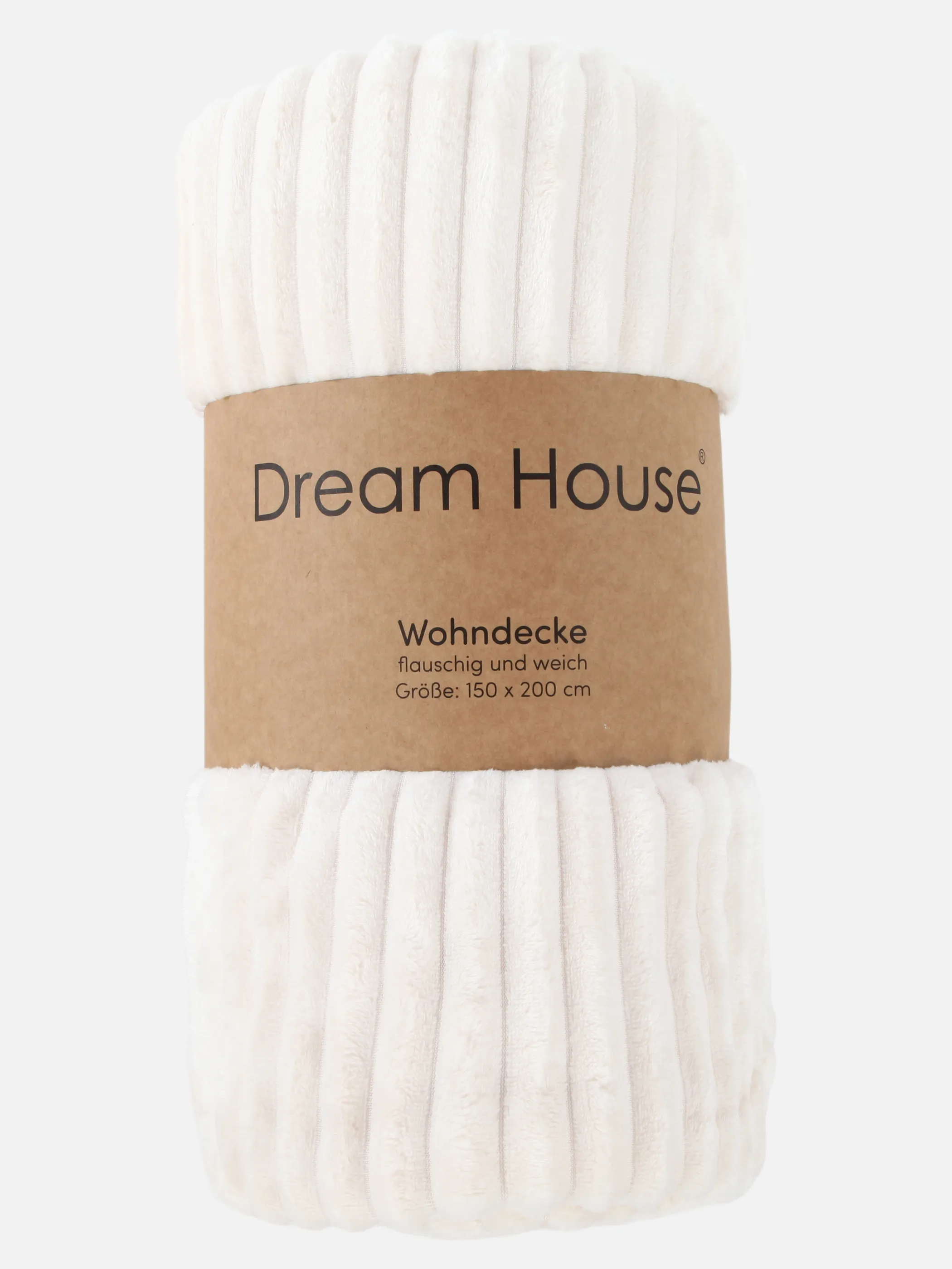 Dream House Wohndecke Rib Flanell uni Weiß 932740 OFFWHITE 1