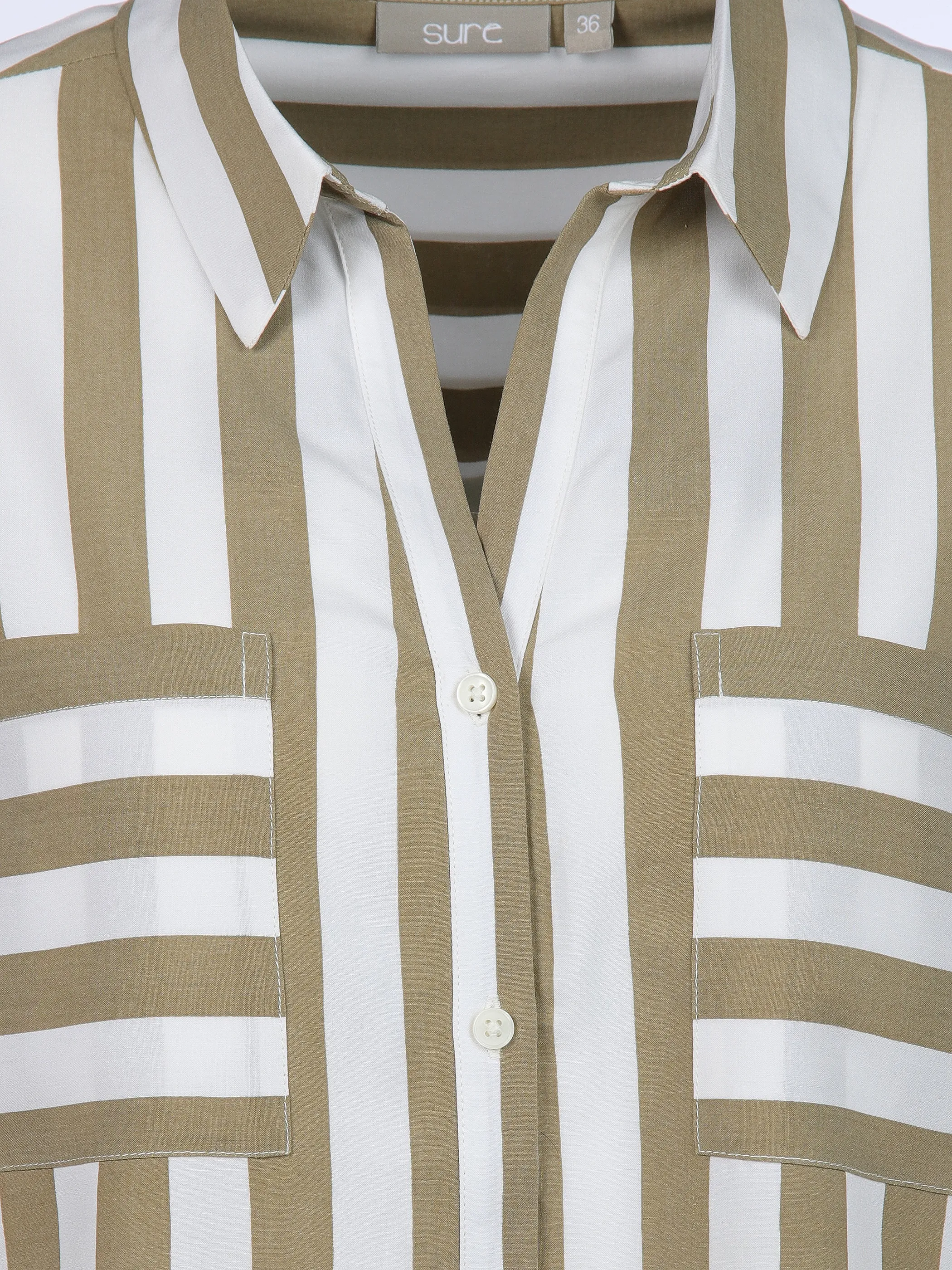 Sure Da-Bluse m. Streifen Weiß 905171 WHITE/OLIV 3