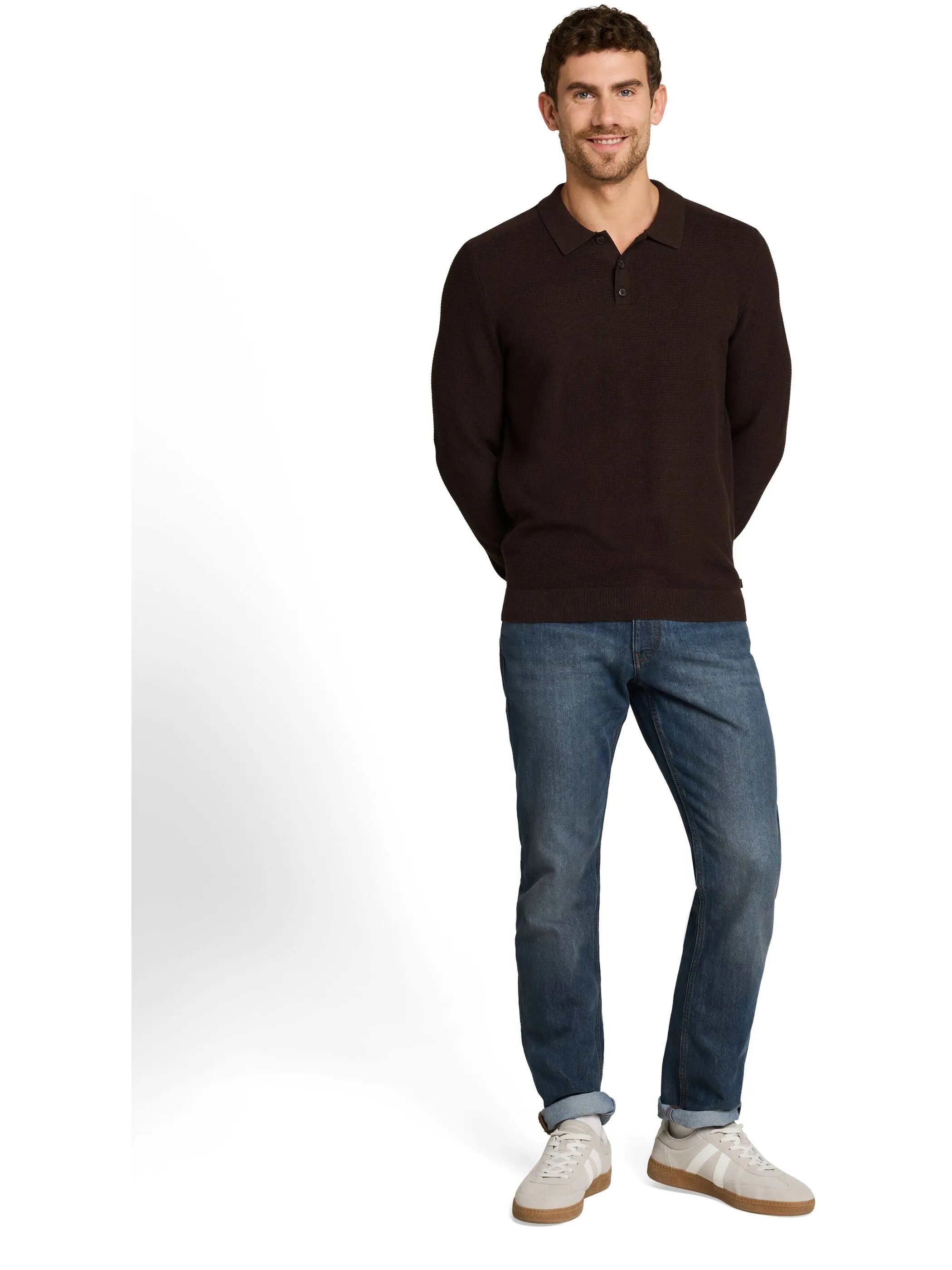 Tom Tailor 1052207 NOS structured knit polo Braun 934238 40781 4