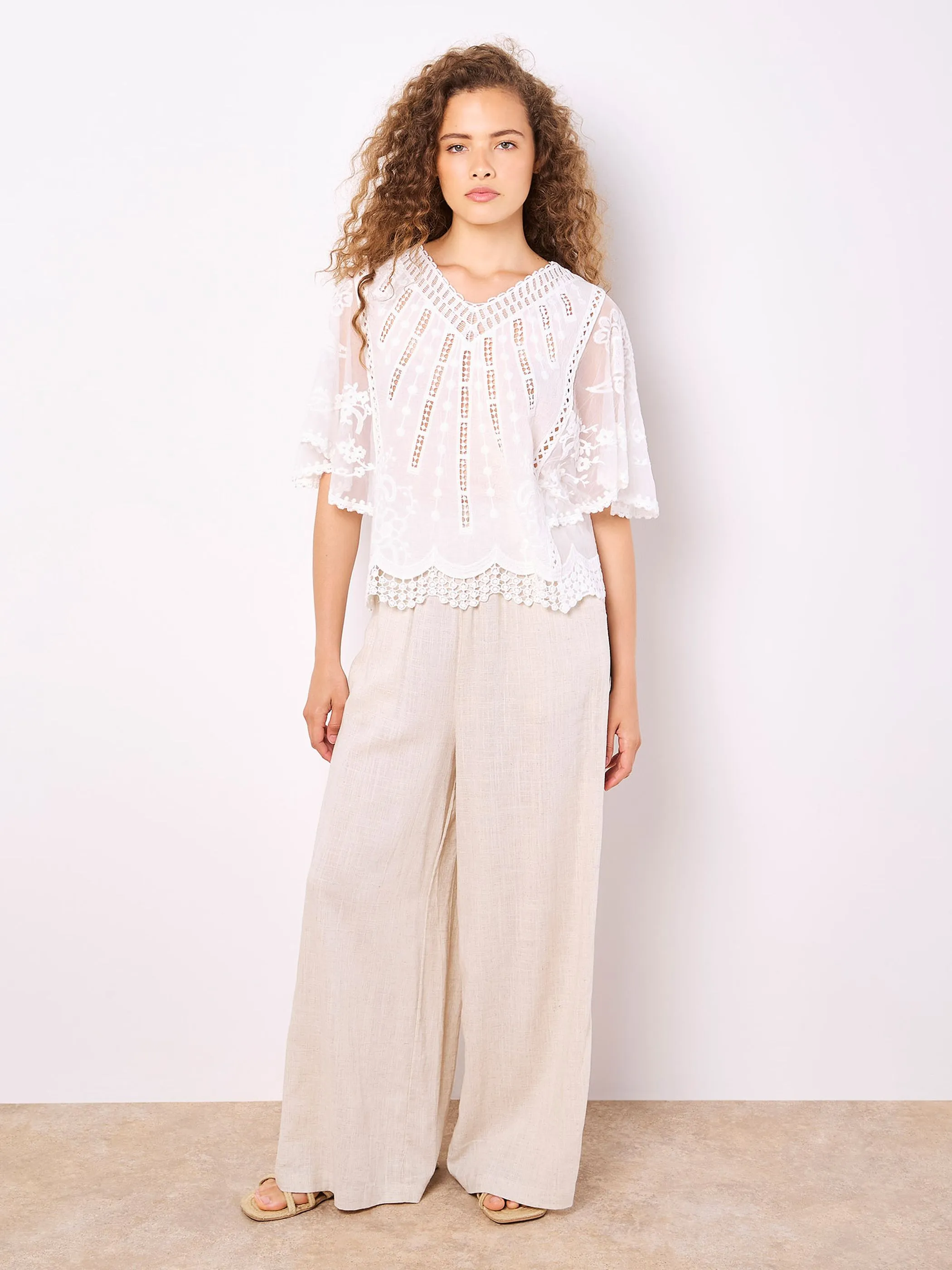 Apricot 952478 Apricot Lace Detail Emb Weiß 934742 WHT 1