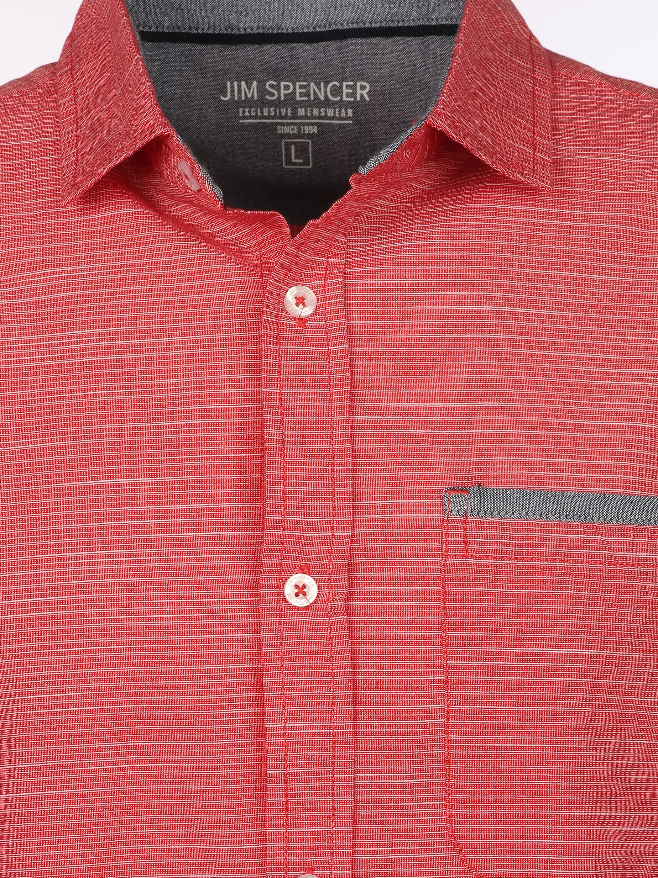 Jim Spencer He. Freizeithemd 1/2 Arm slub Rot 925218 RED 3