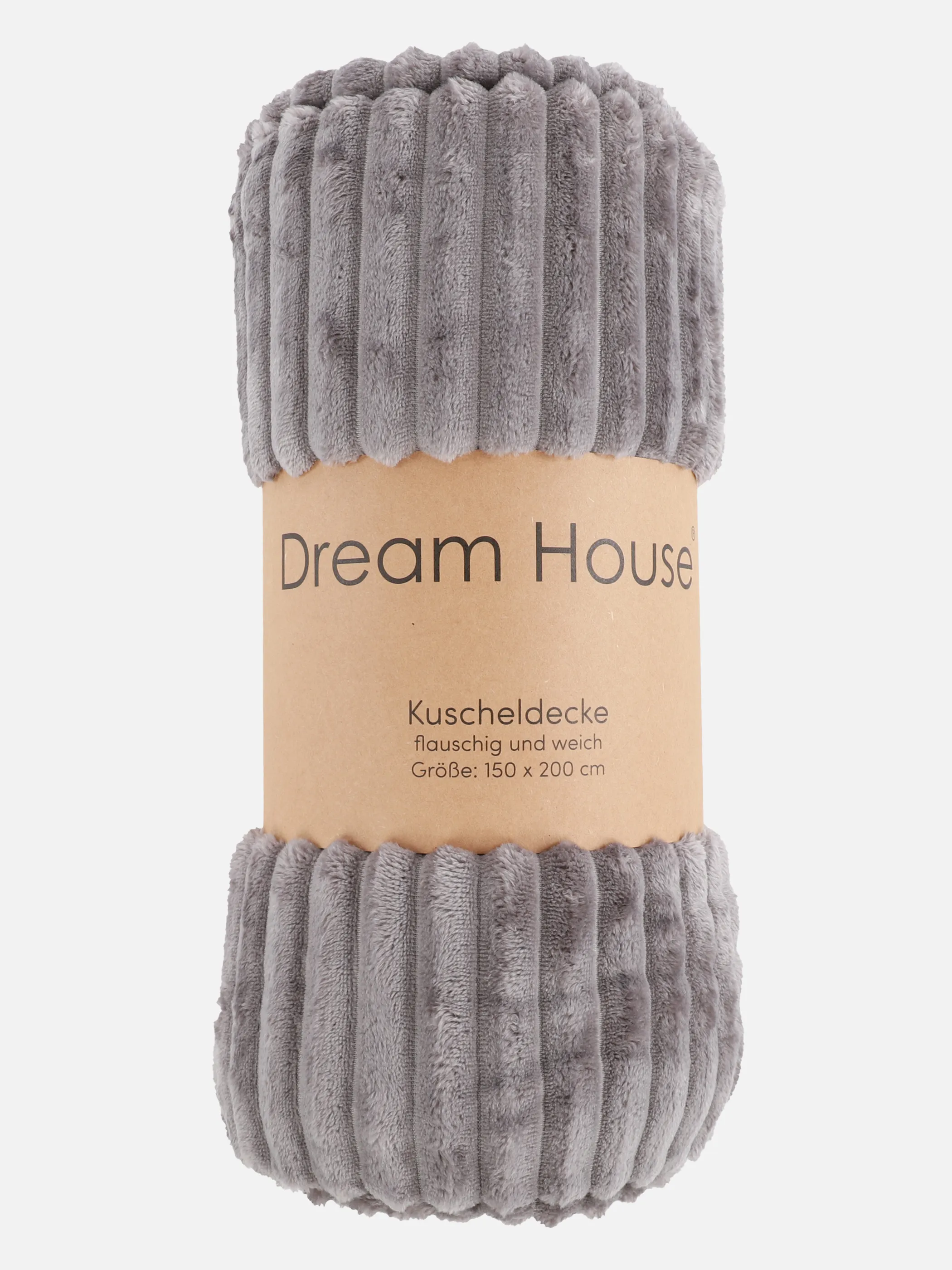 Dream House Wohndecke 150x200 Flanel Rib Grau 913177 GRAU 2
