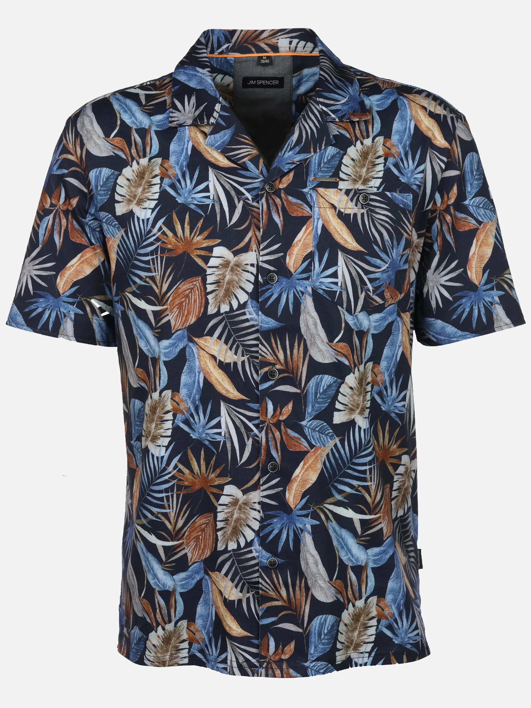 Jim Spencer He. Resorthemd 1/2 Arm Allover Blau 925231 NAVY/BEIGE 1