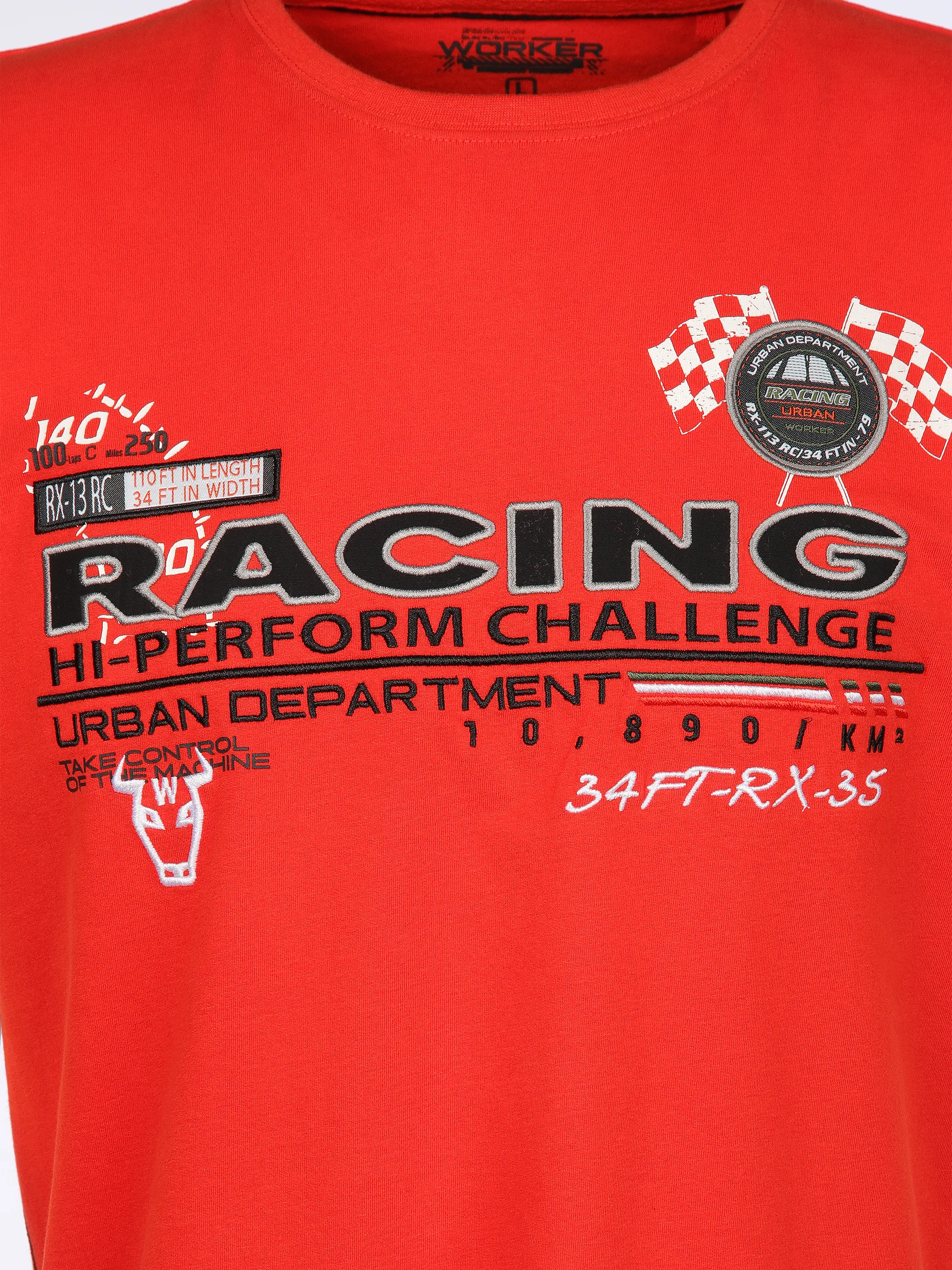 Worker He. T-Shirt 1/2 Arm Racing Print Orange 908152 NEON ORAN 3