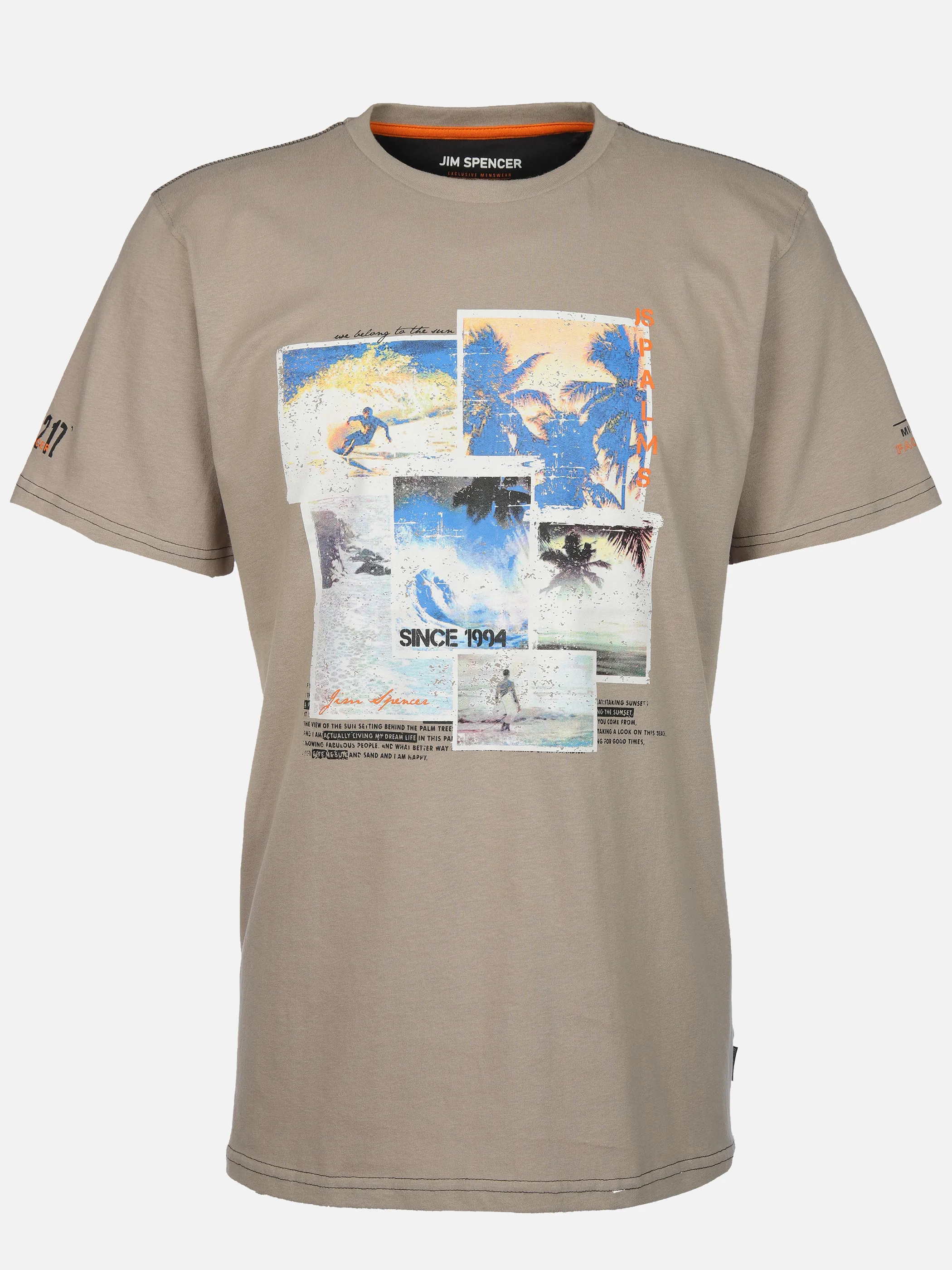 Jim Spencer He. T-Shirt 1/2 Arm print Beige 910900 SAND 1 Jim Spencer He. T-Shirt 1/2 Arm print Beige 910900 SAND 1