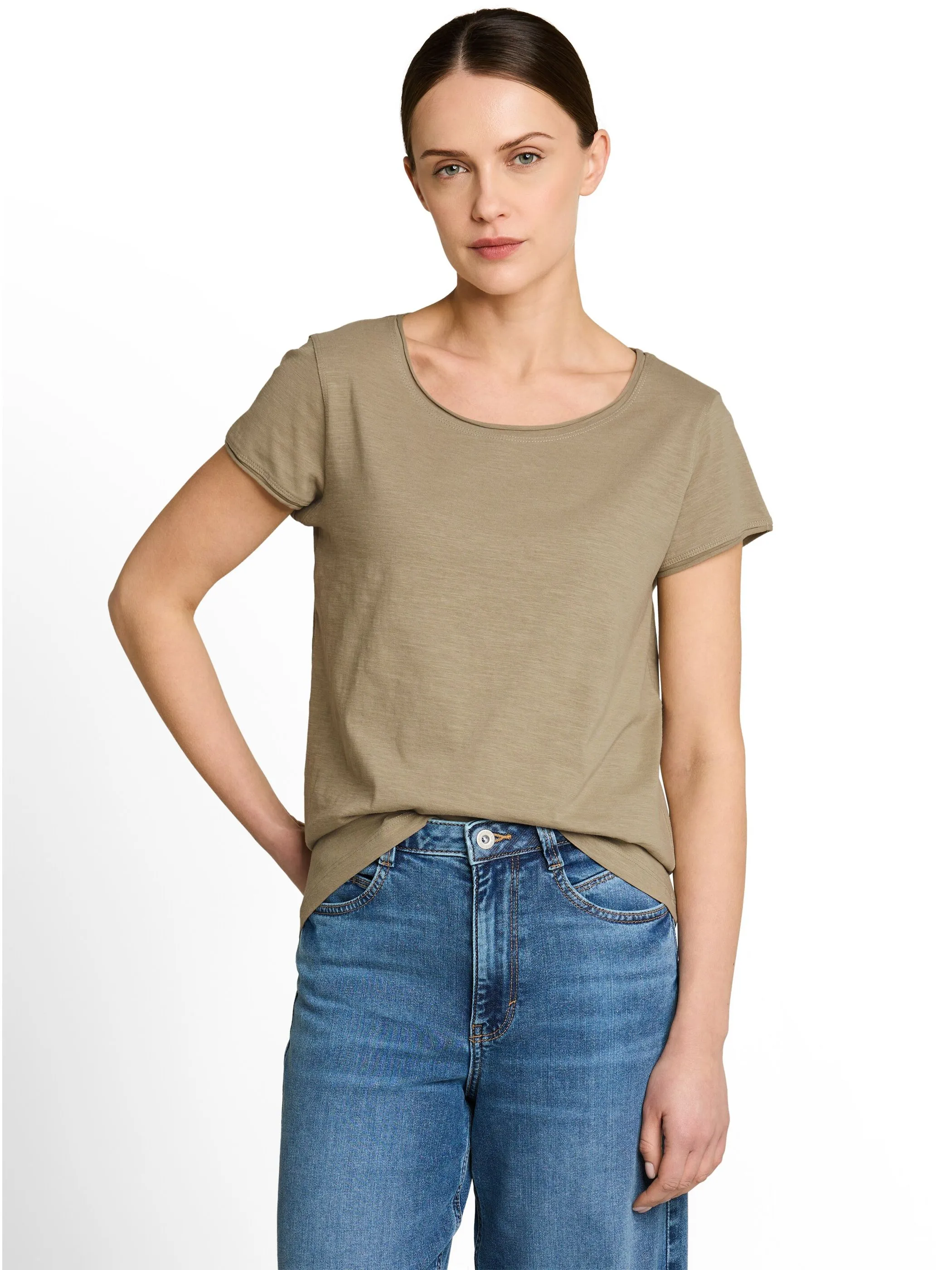 Tom Tailor 1050423 NOS T-shirt slub jersey wide crew Grün 922033 11863 1