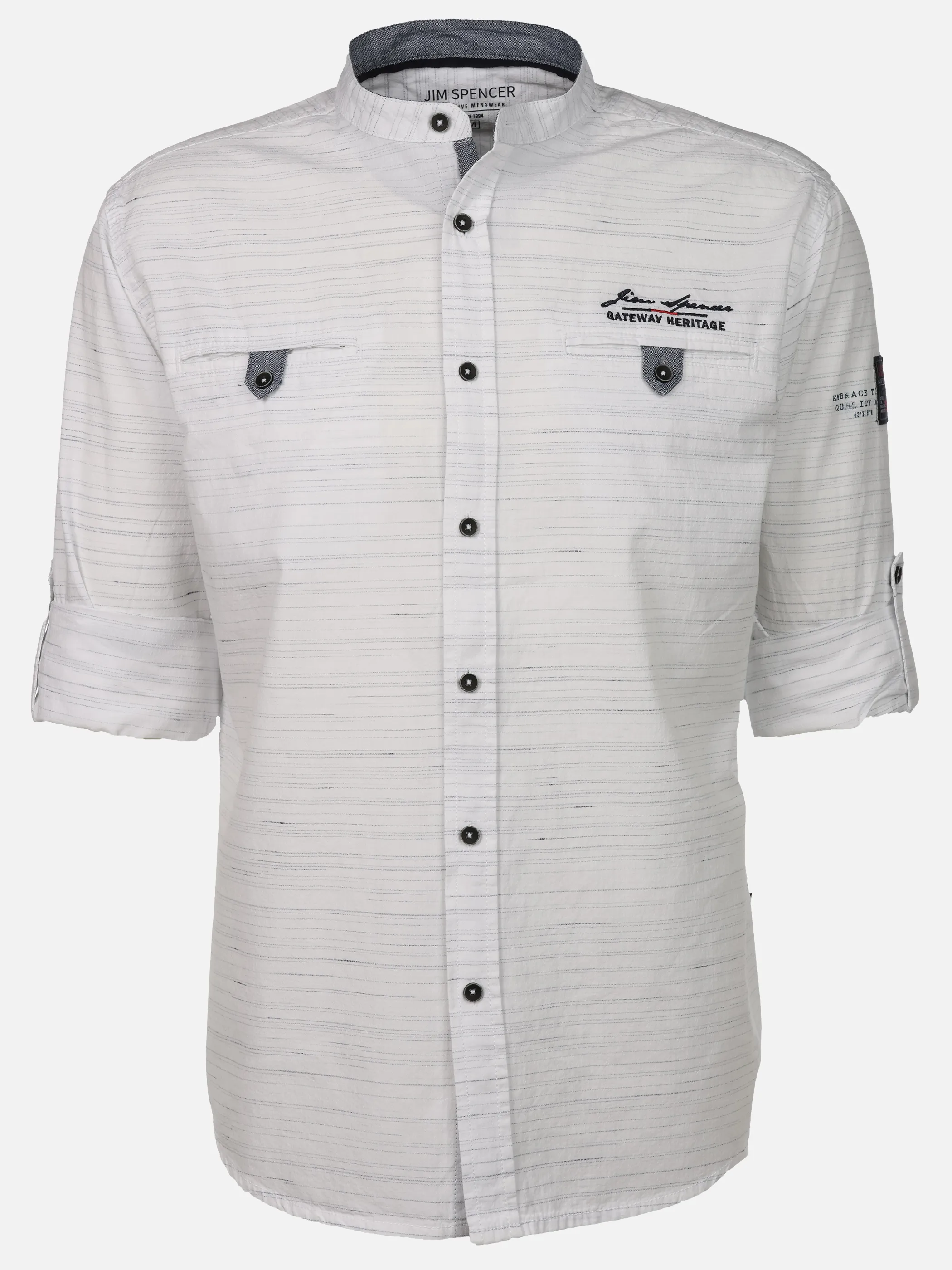 Jim Spencer He. Stehkragenhemd 1/1 Arm slub Weiß 922245 WHITE 1
