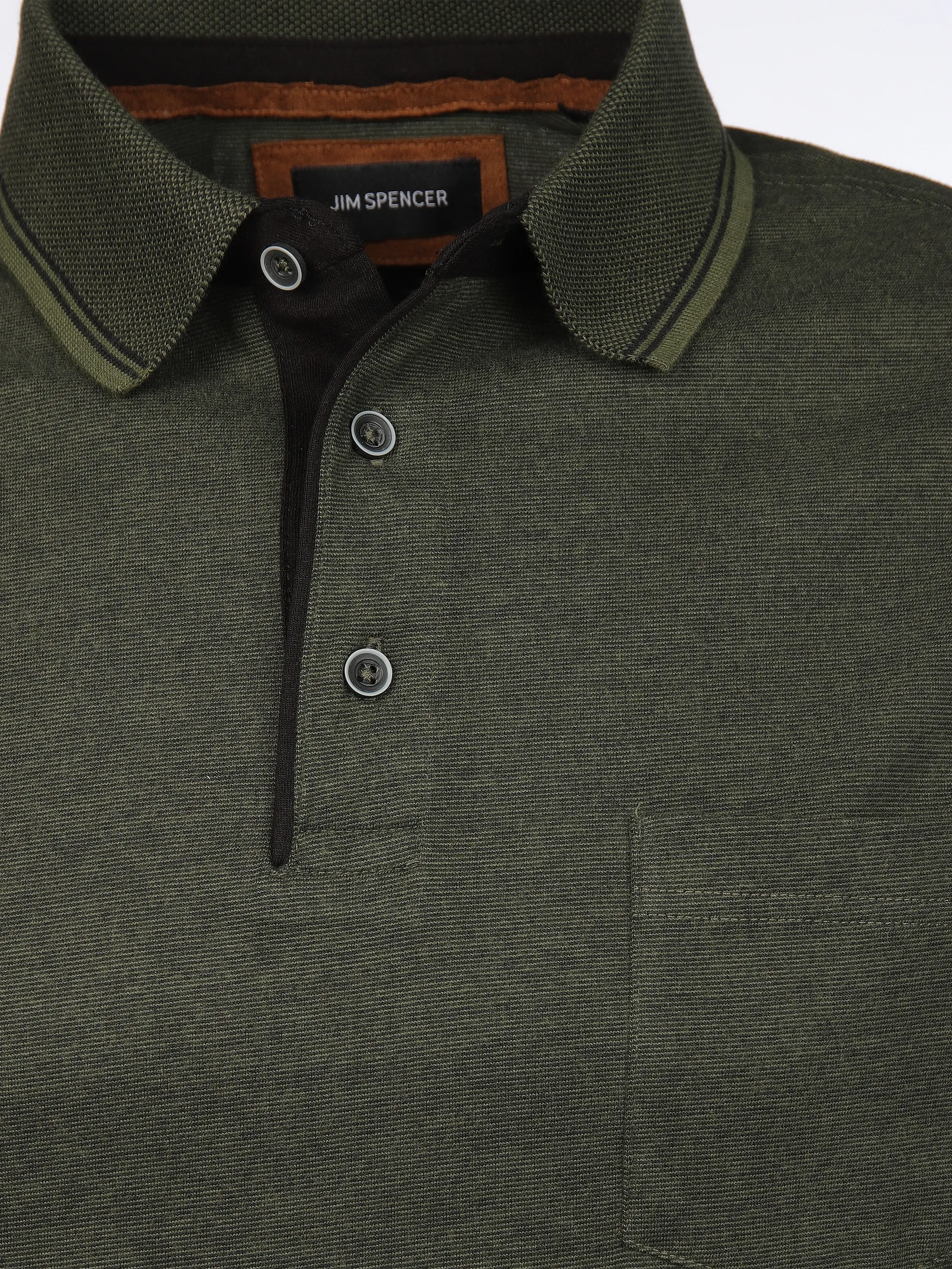 Jim Spencer He. Poloshirt 1/1 Arm grindle Oliv 898406 KHAKI 3