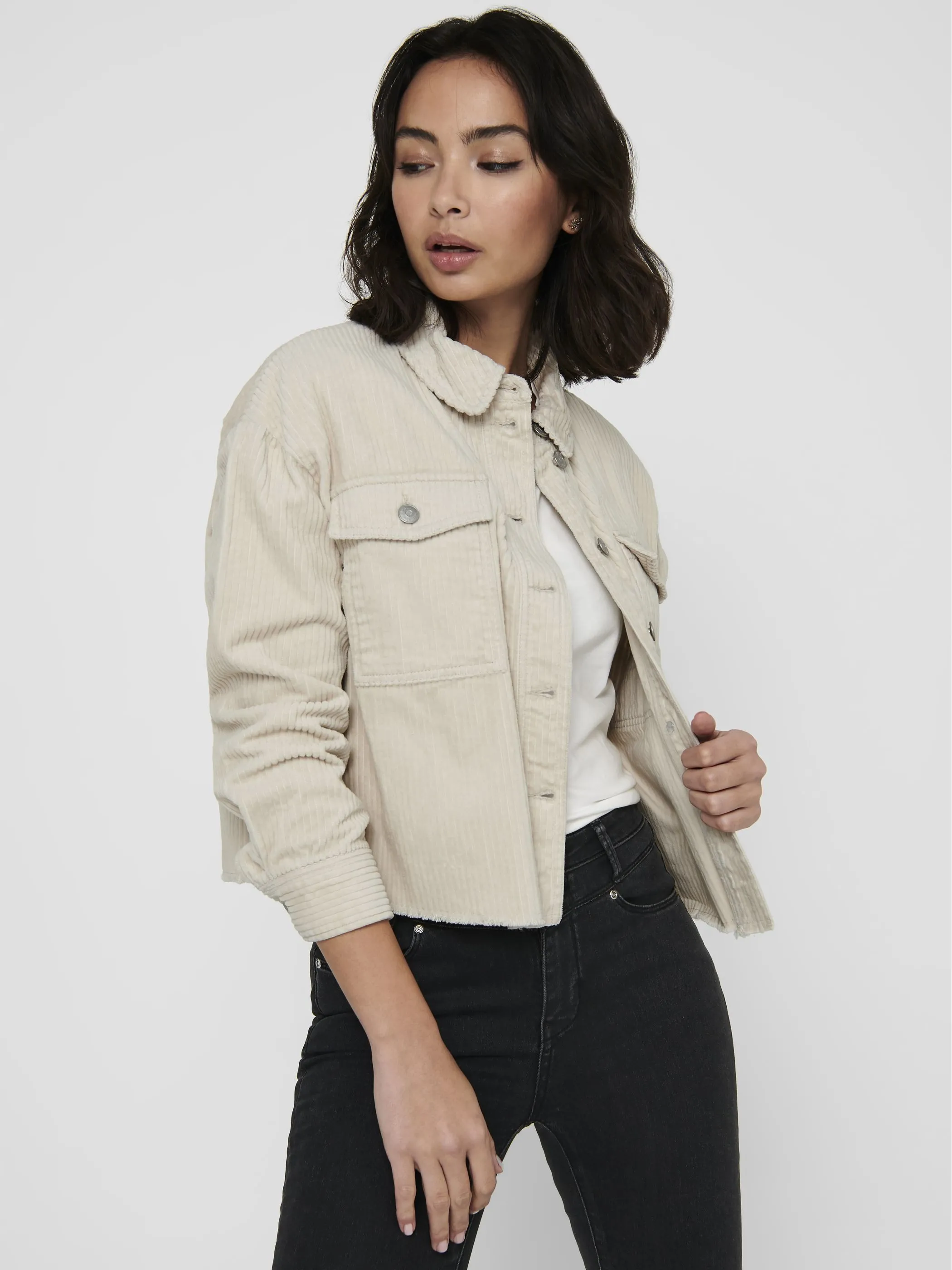 Only 15222456 ONLMARINA-ENY LIFE L/S CORD JACKET Beige 913013 189959 3