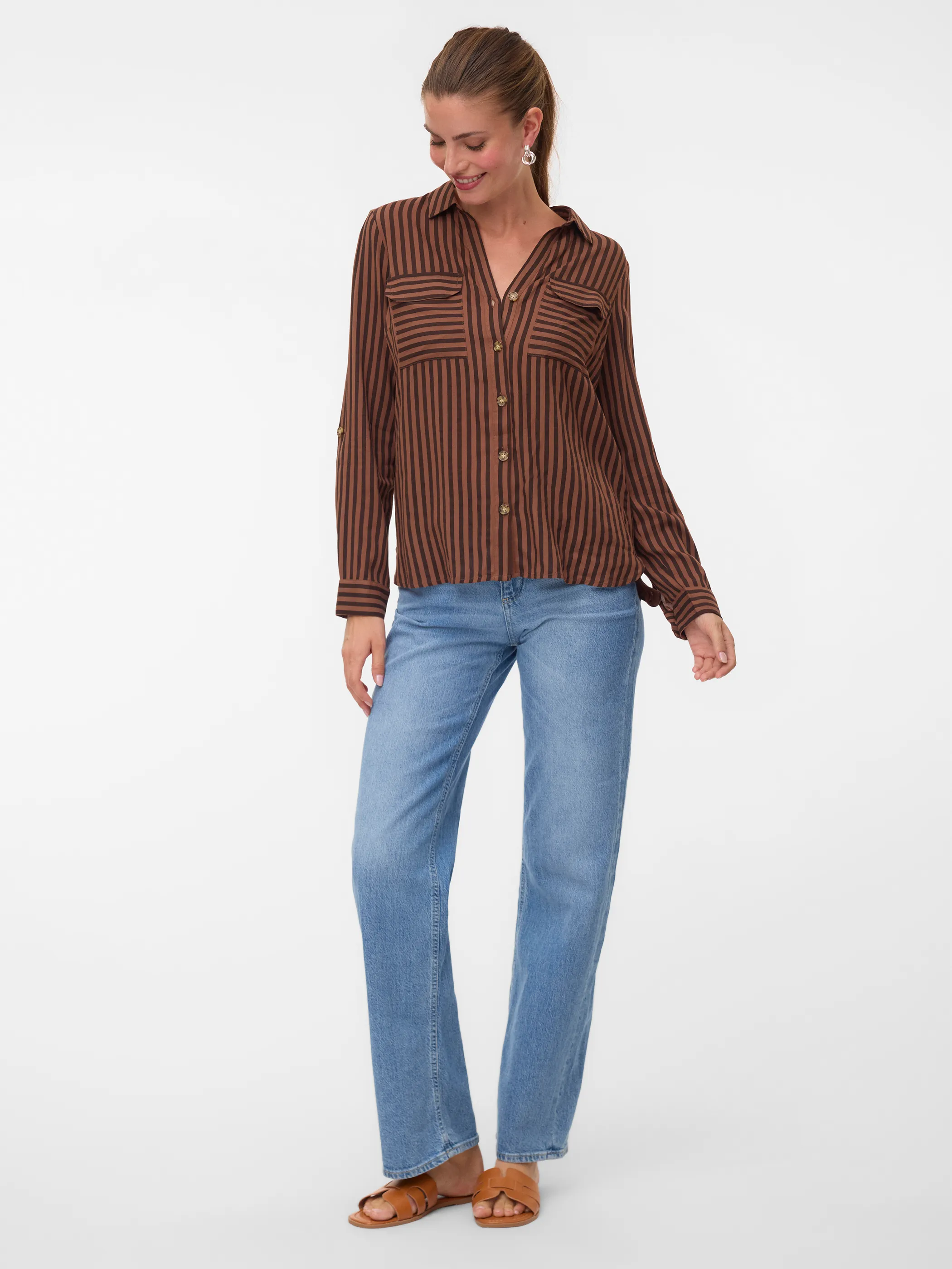 Vero Moda 10275283 VMBUMPY L/S SHIRT NEW Braun 866195 297957056 4