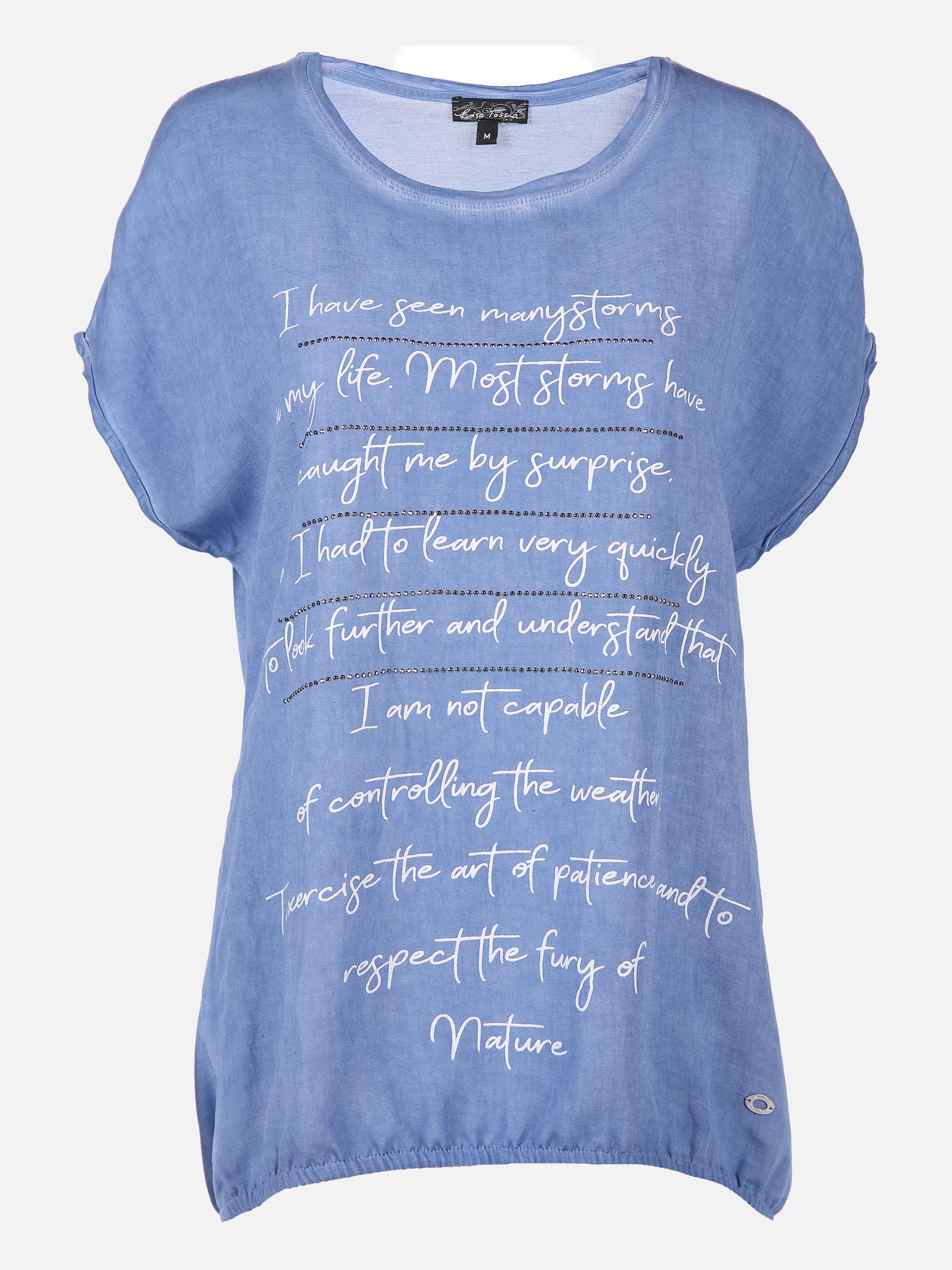 Lisa Tossa Da-Leinen-Mixshirt m. Strass Blau 836286 DENIM BLUE 1