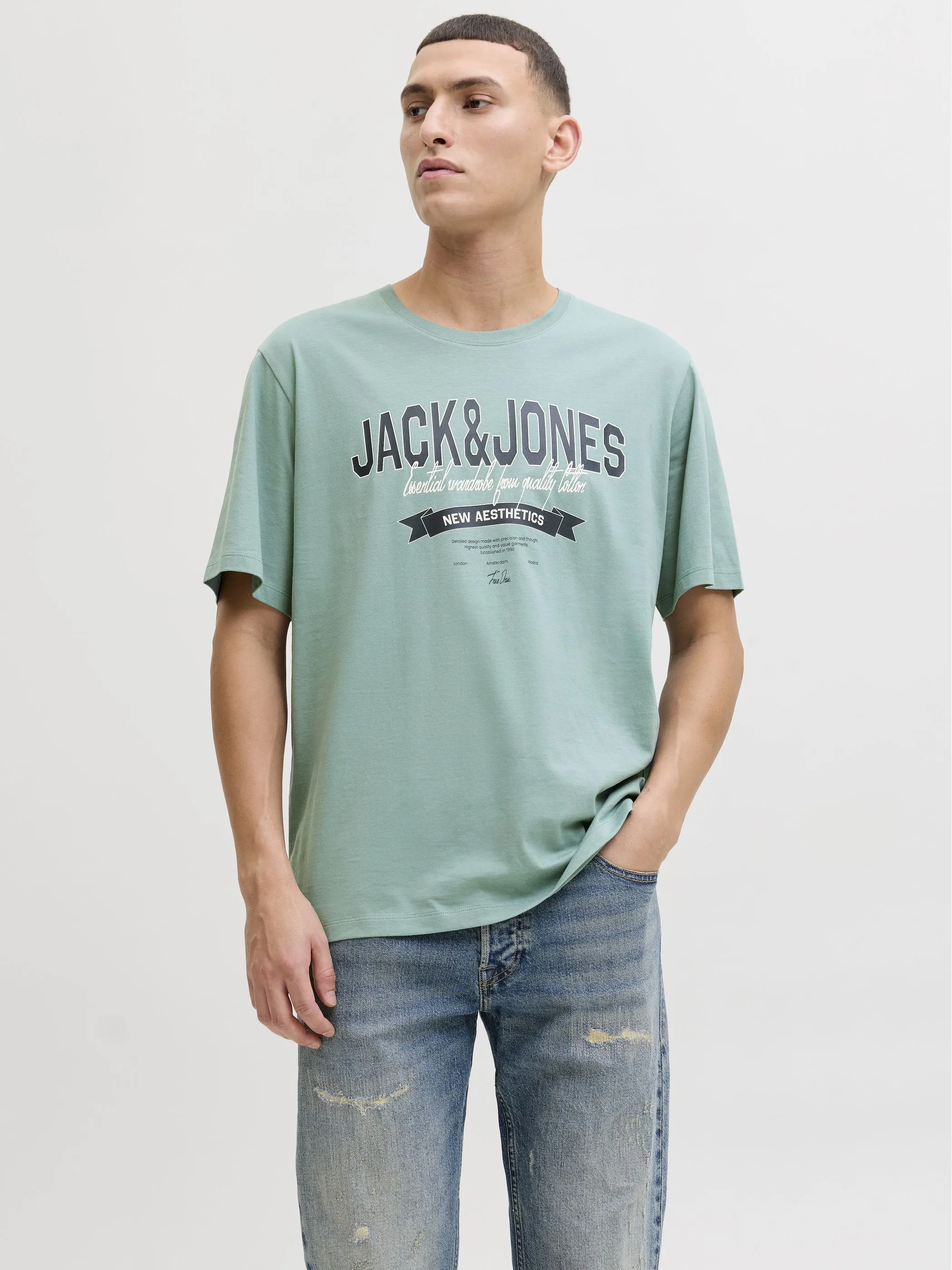 Jack Jones 12288016 JJELOGO TEE SS O-NECK Blau 922267 177556 1