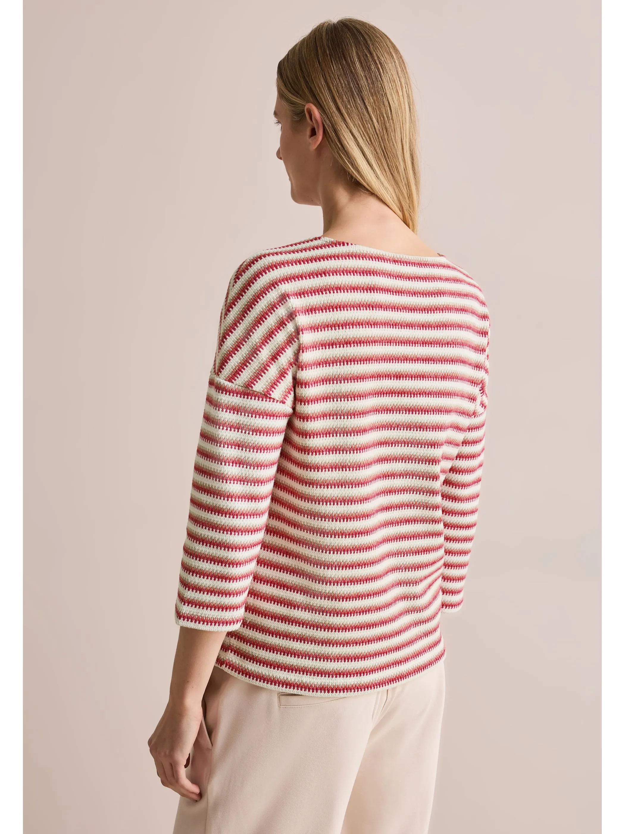 Cecil B322776 TOS Stripe Knit T-Shirt Rot 910471 36099 4 Cecil B322776 TOS Stripe Knit T-Shirt Rot 910471 36099 4