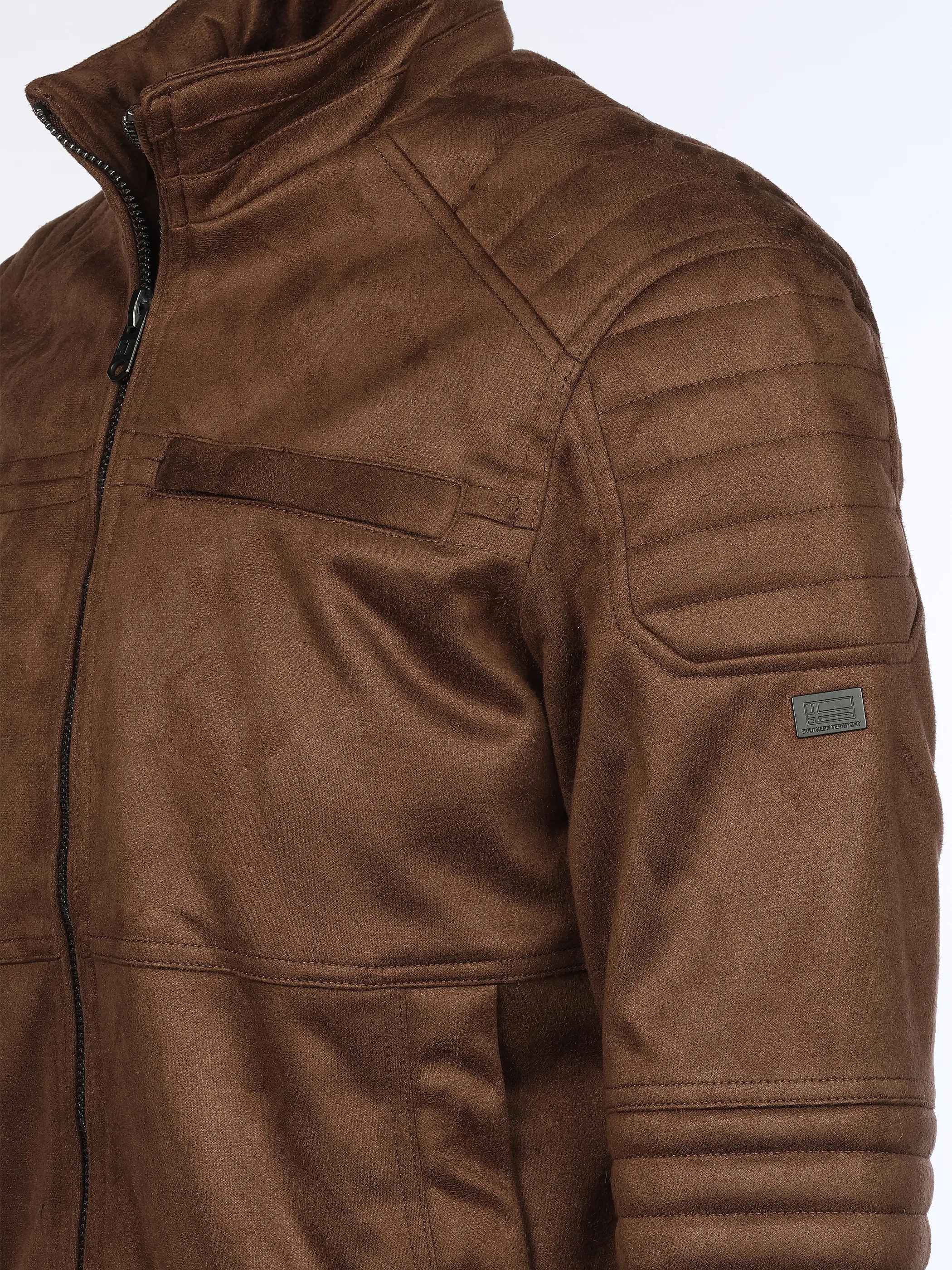 Southern Territory He. Bikerjacke Velour Braun 930747 BROWN 4