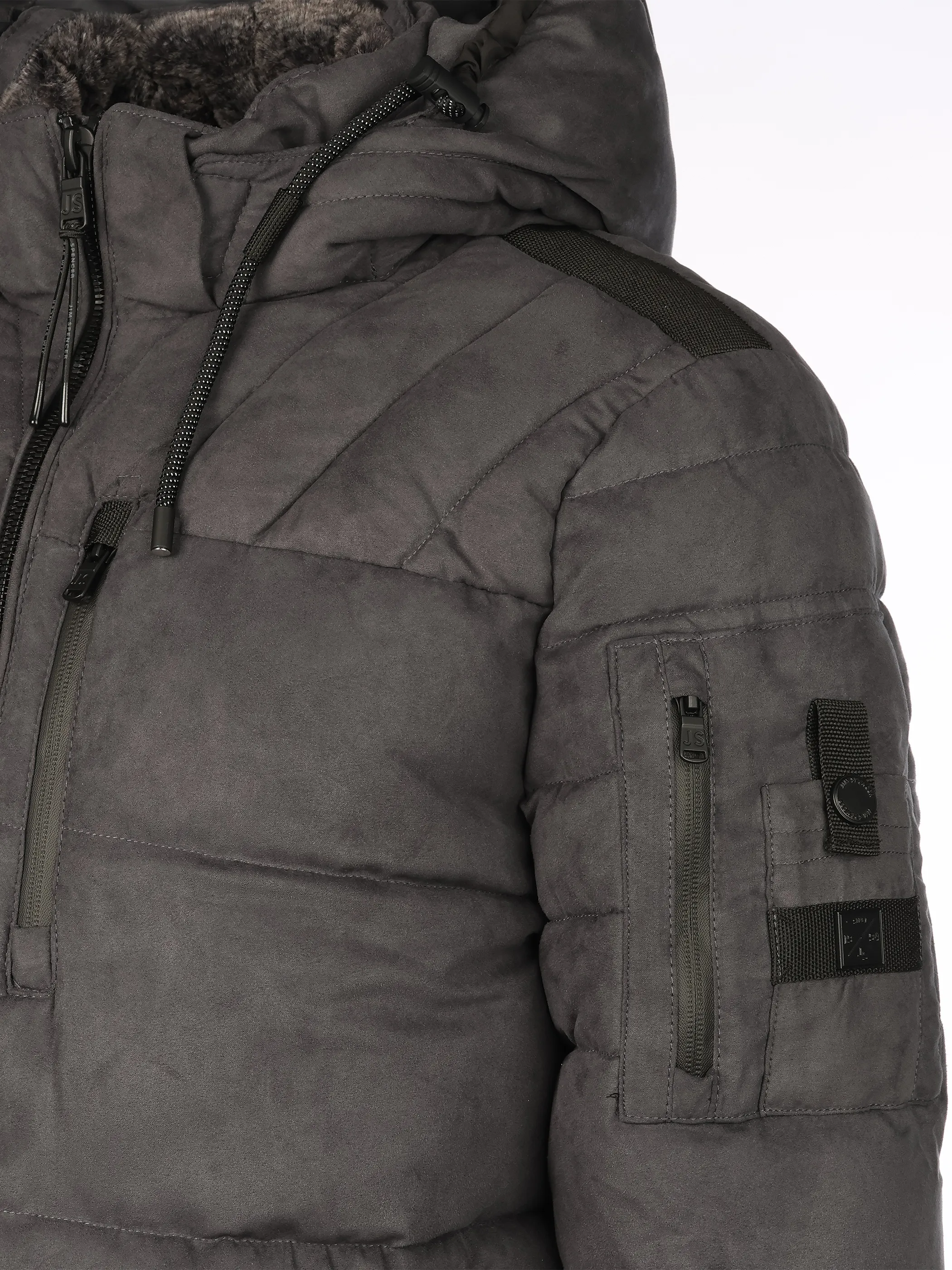 Jim Spencer He. Kapuzensteppjacke Velour Grau 915864 1100 4 Jim Spencer He. Kapuzensteppjacke Velour Grau 915864 1100 4