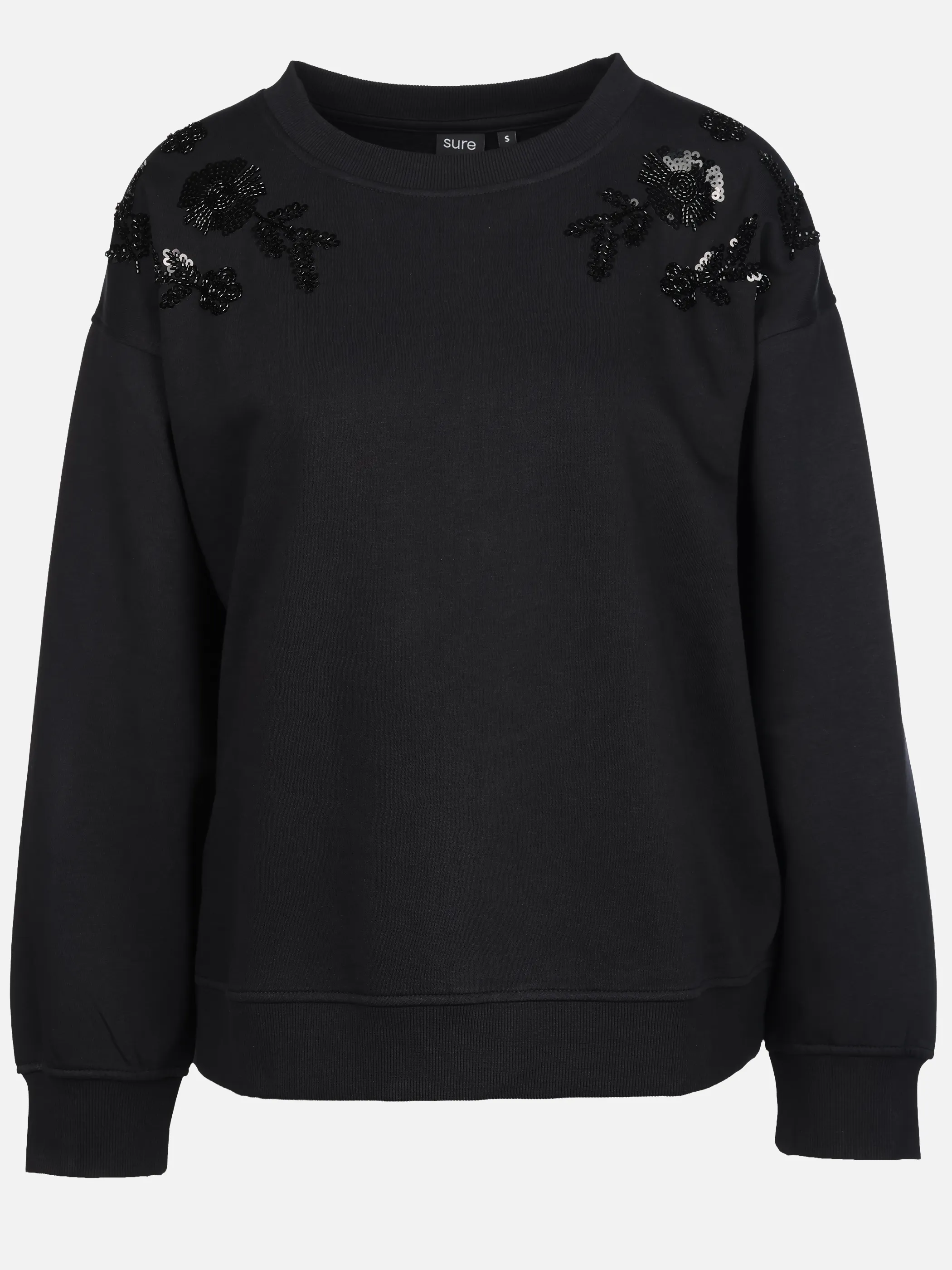 Sure Da-Sweatshirt m. Stickerei Schwarz 929653 BLACK 1