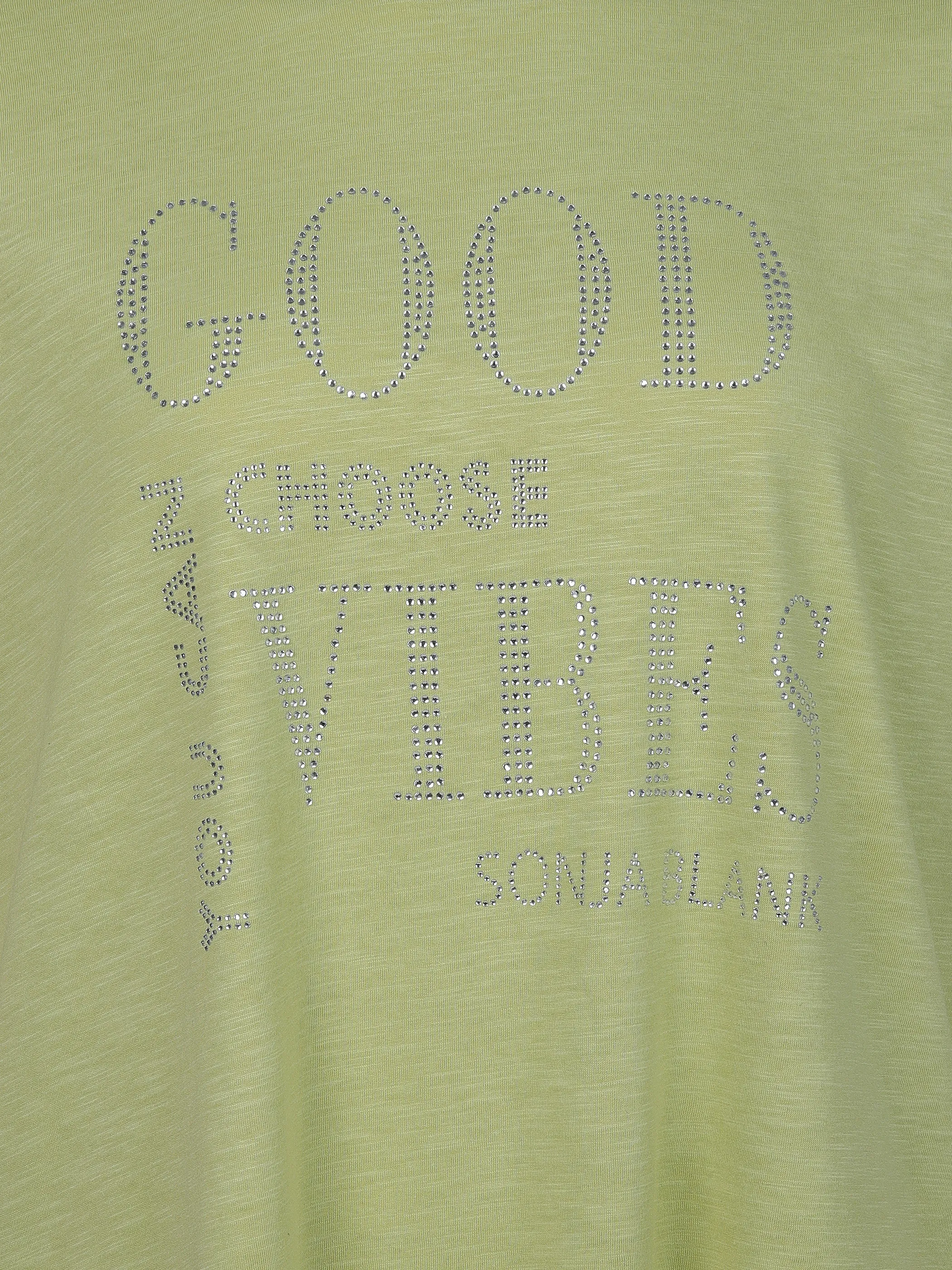 Sonja Blank Da-gr.Gr. T-Shirt m. Print Grün 908102 PEAR 3