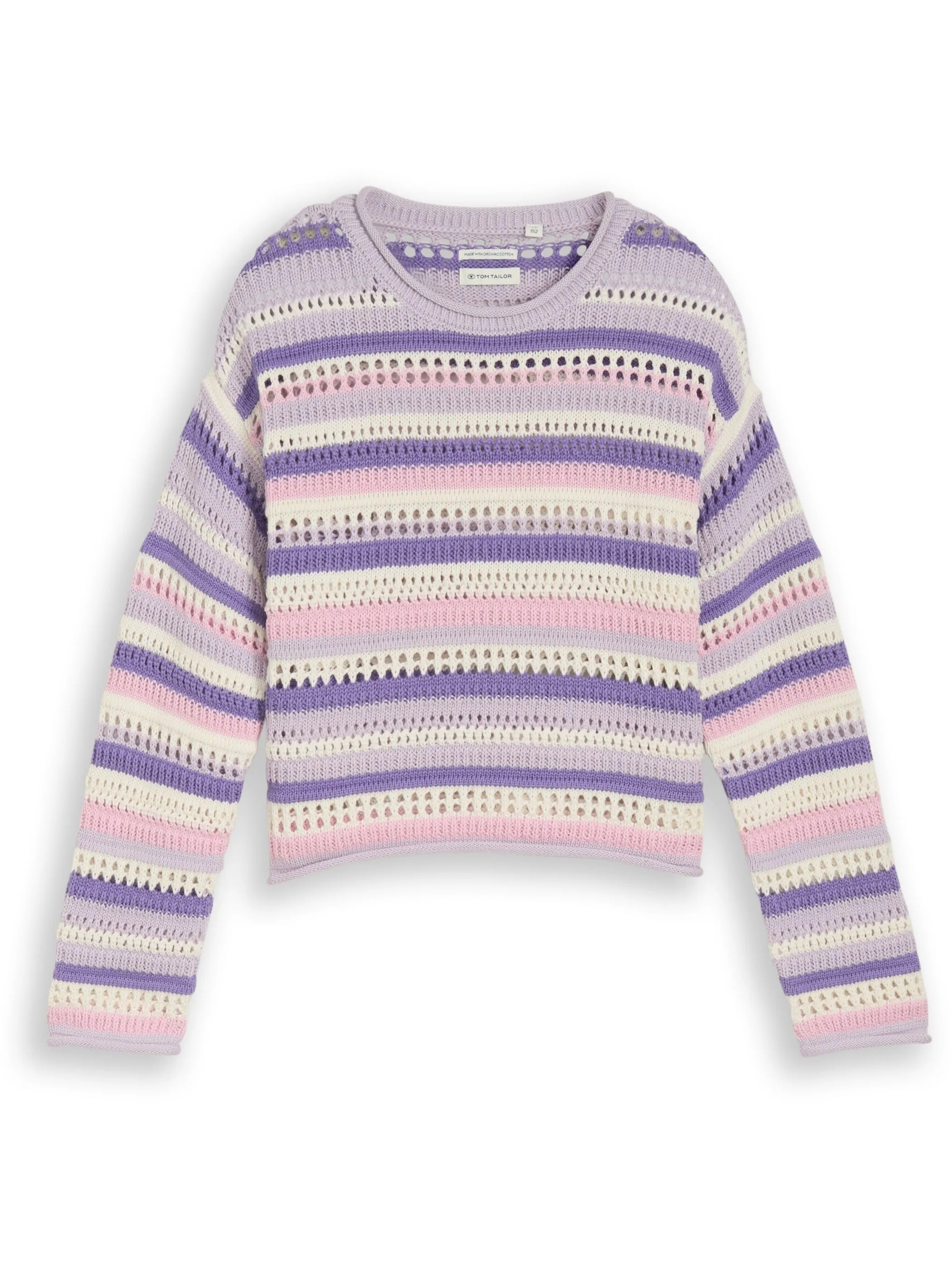 Tom Tailor 1050106 striped open knit pullover Lila 928009 39865 1