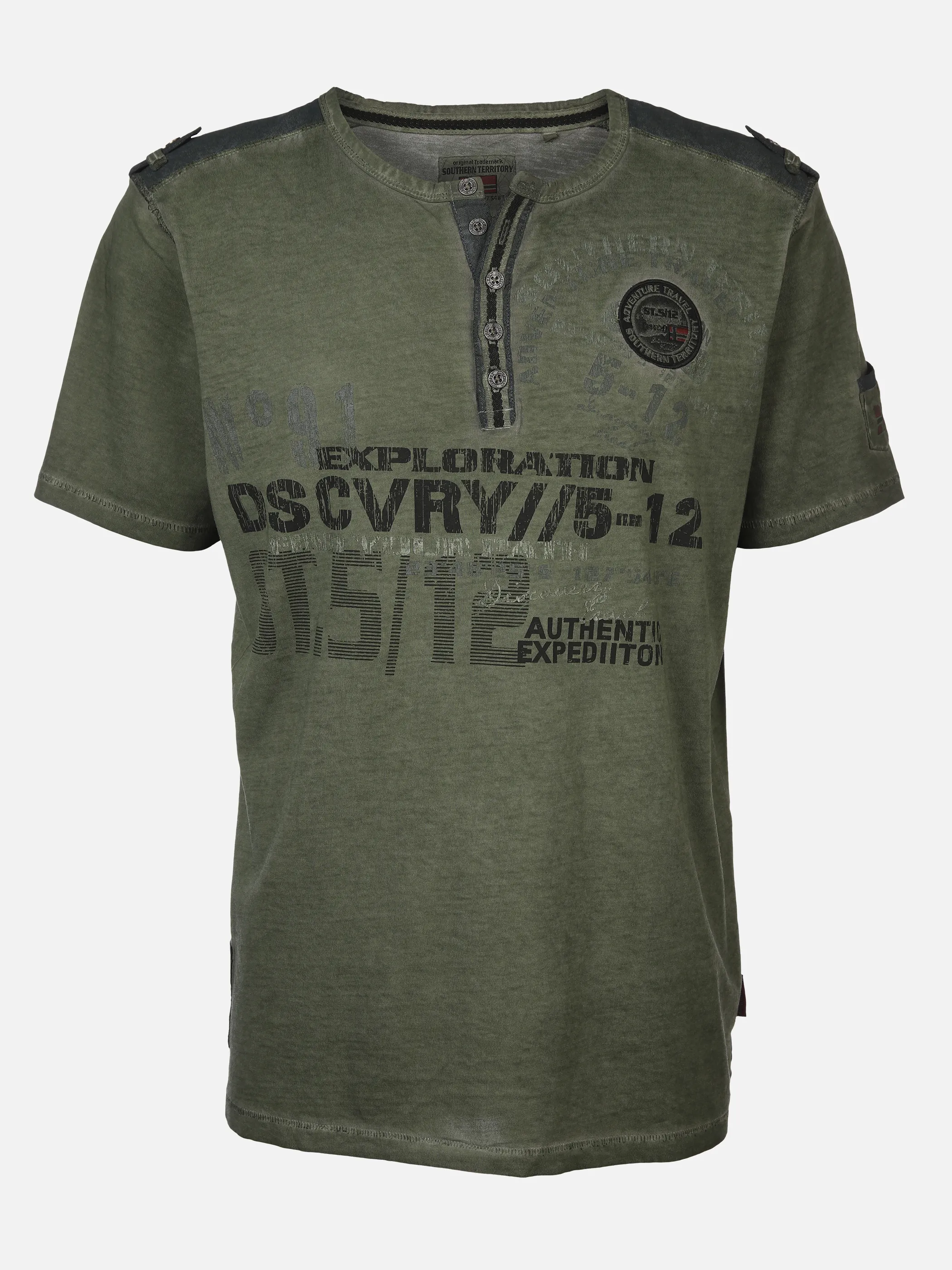 Southern Territory He. Henleyshirt 1/2 Arm print Oliv 894391 OLIVE 1