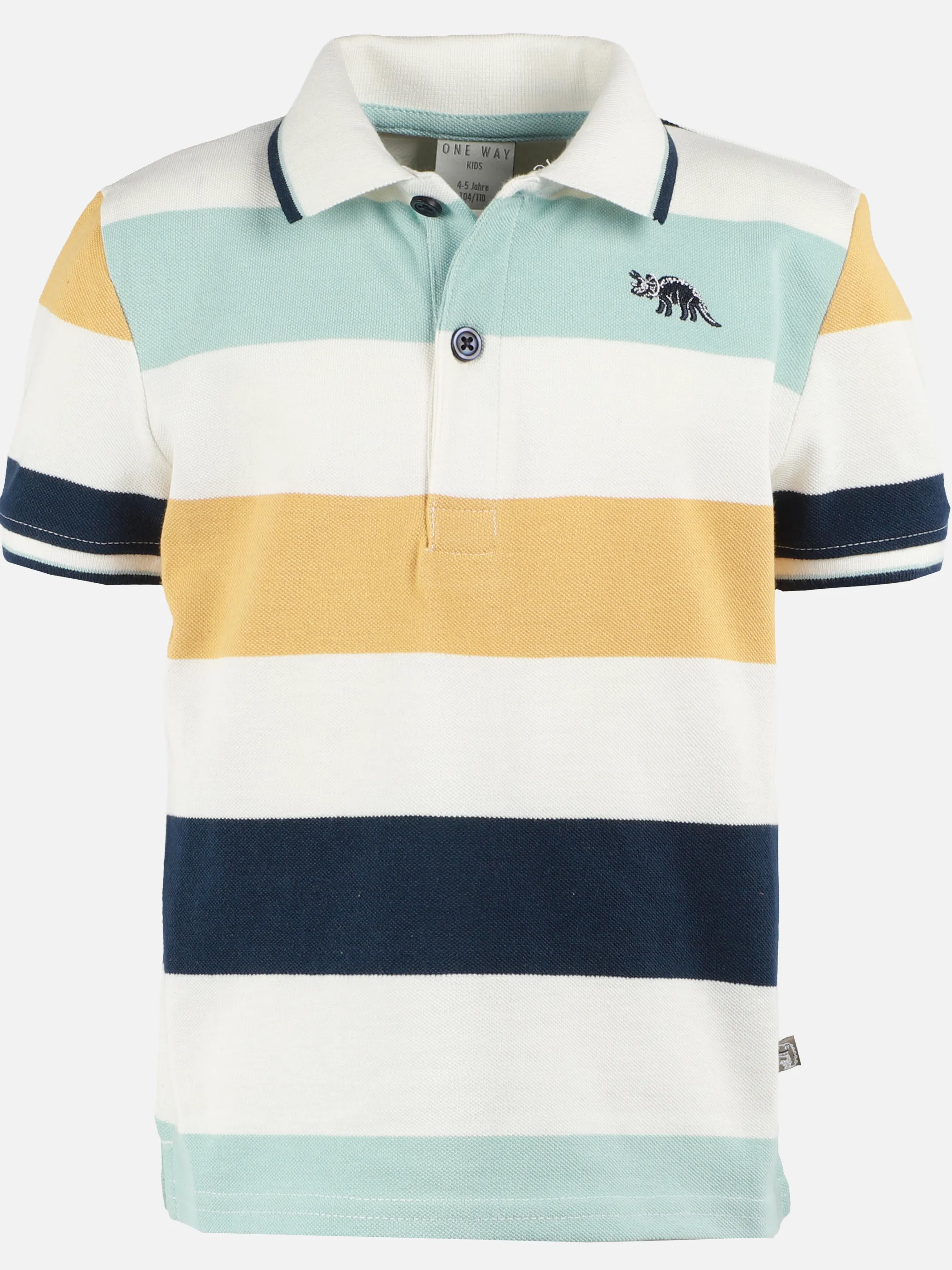 One Way MB Streifen Poloshirt mit dino embro auf der brust Bunt 922259 BUNT 1