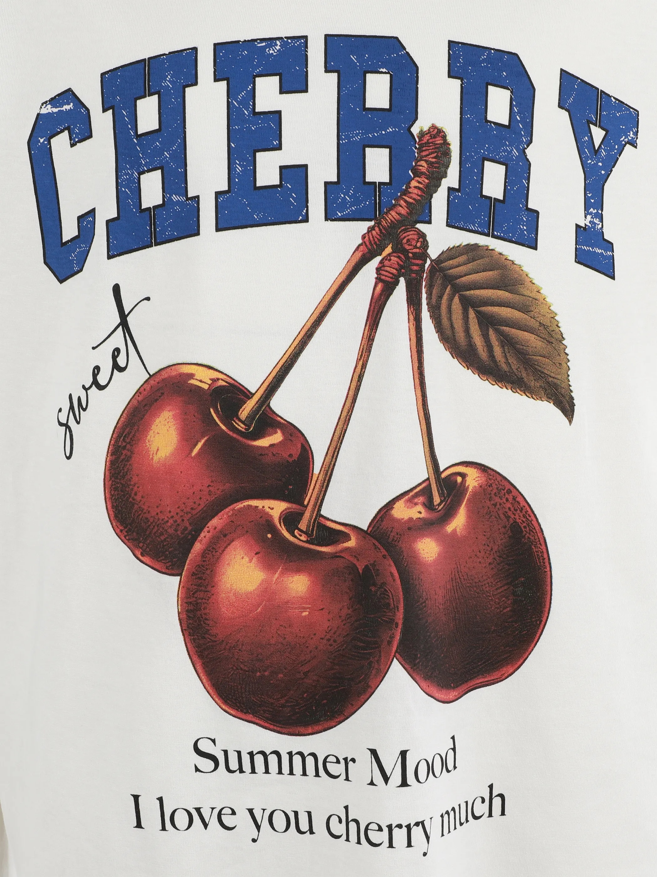 One Way JM oversized T-Shirt mit Cherryprint in offwhite Weiß 910072 OFFWHITE 3